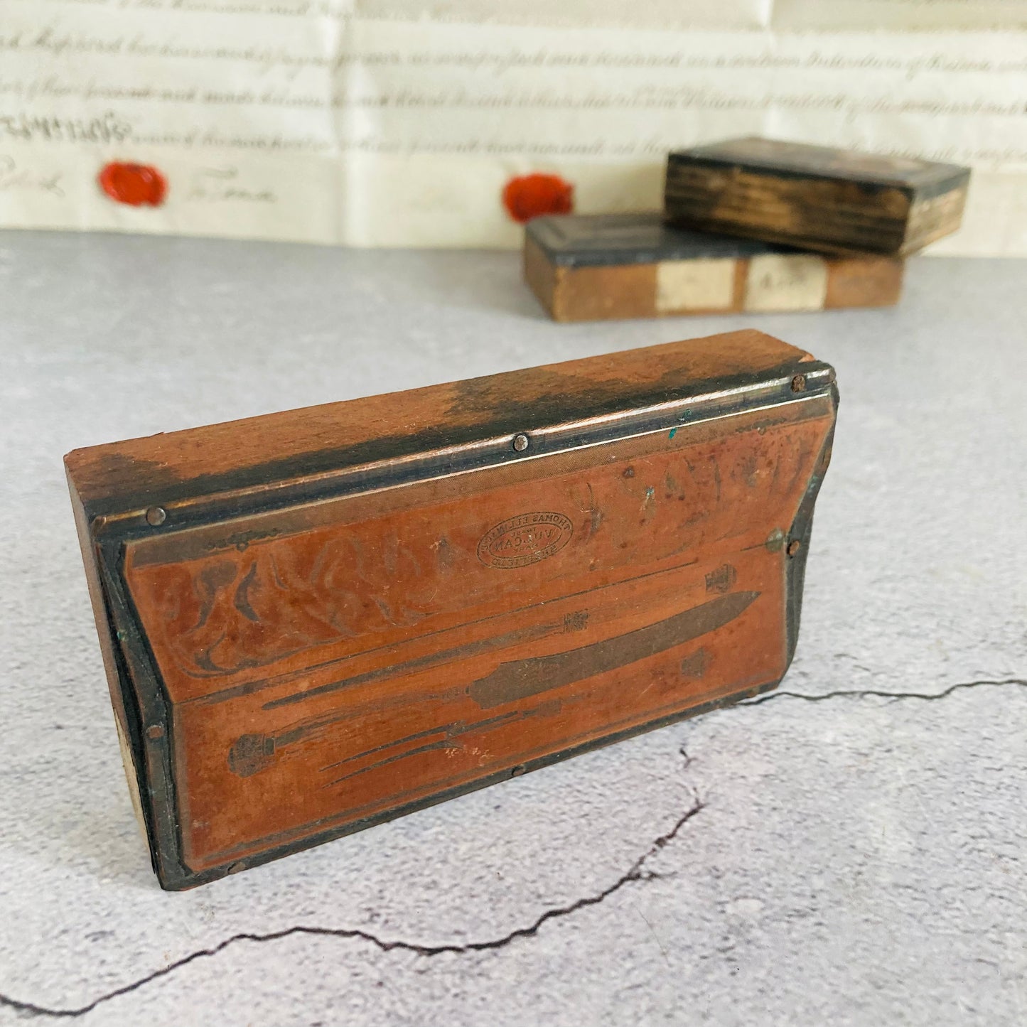 Antique Etched Copper Printing Plate | Antique Cutlery