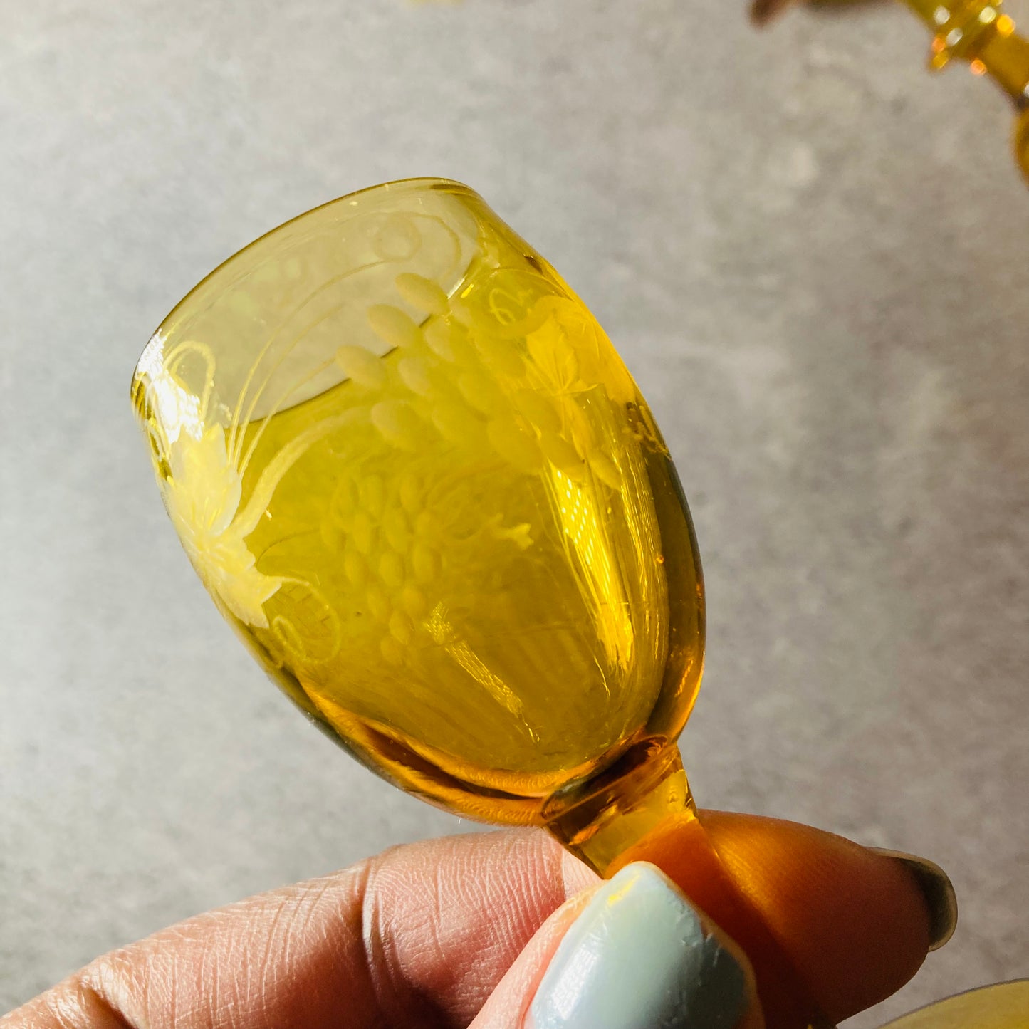 Antique Yellow Cordial Drinking Glasses | Liquor Port Glass