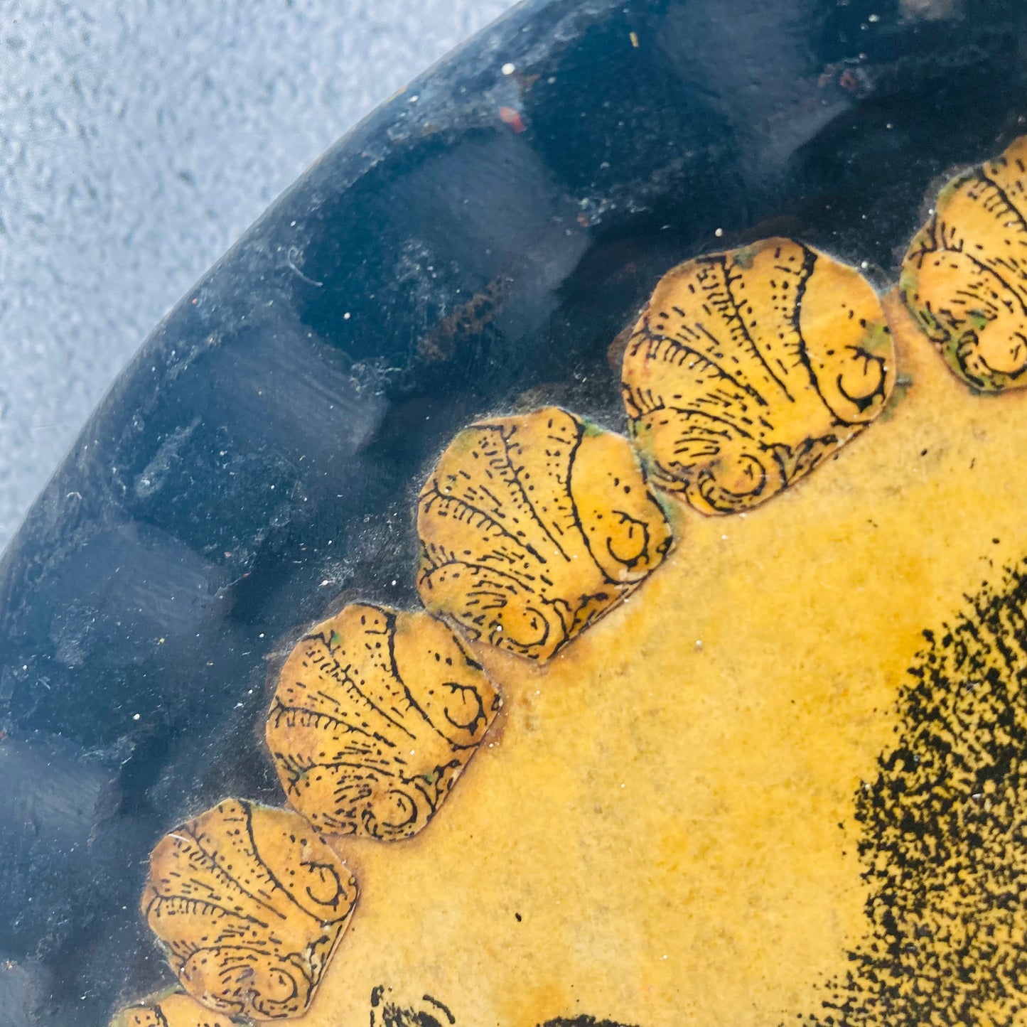 Antique Toleware Decoupage Tray Of A Cat
