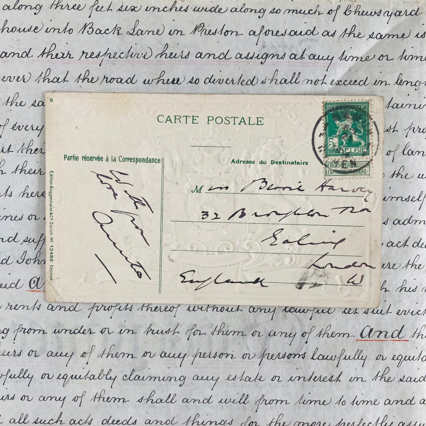 Vintage Ephemera Royal Coat of Arms Postcard For Belgium