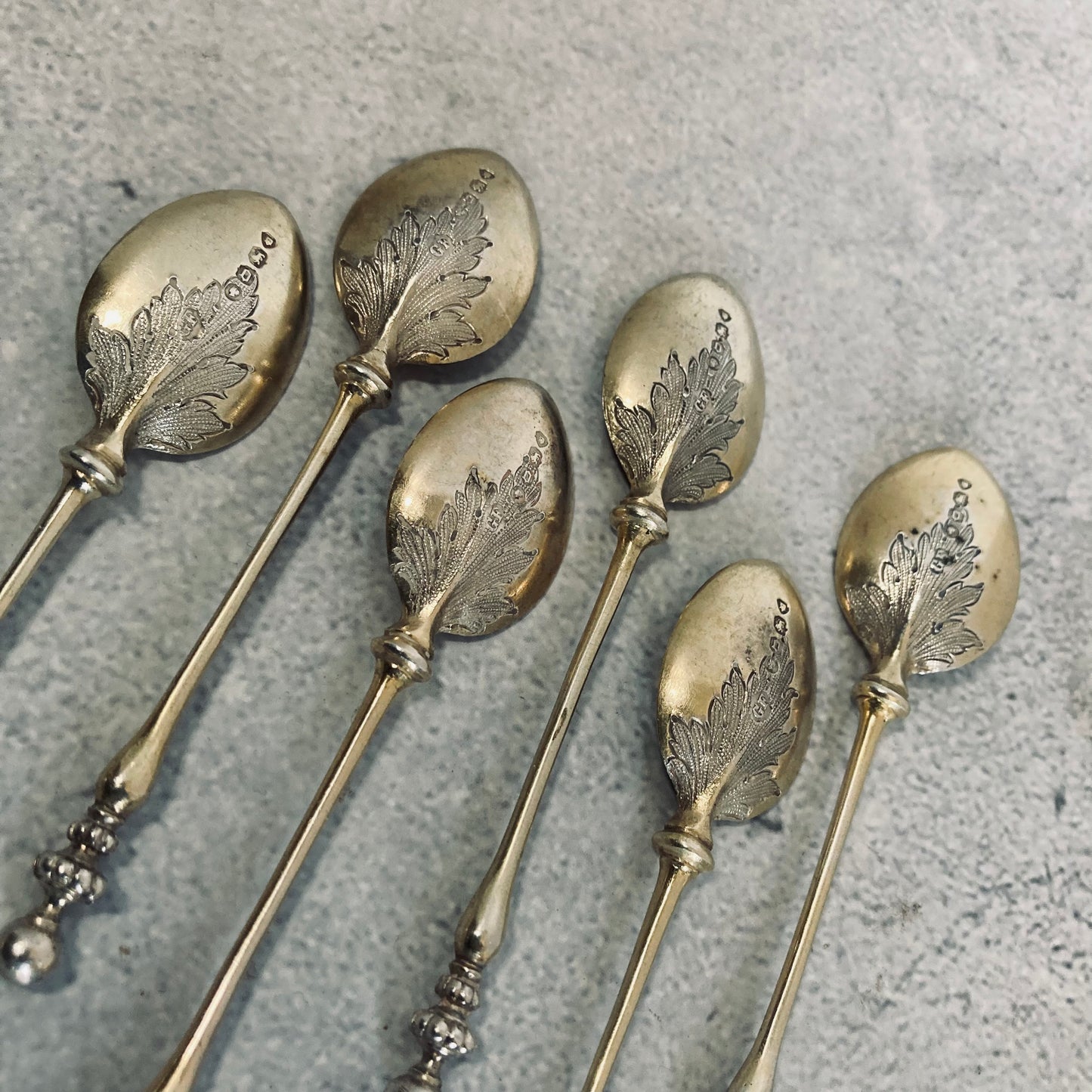 Antique Sterling Silver Coffee Spoons Silver Gilt | George Fox 1896