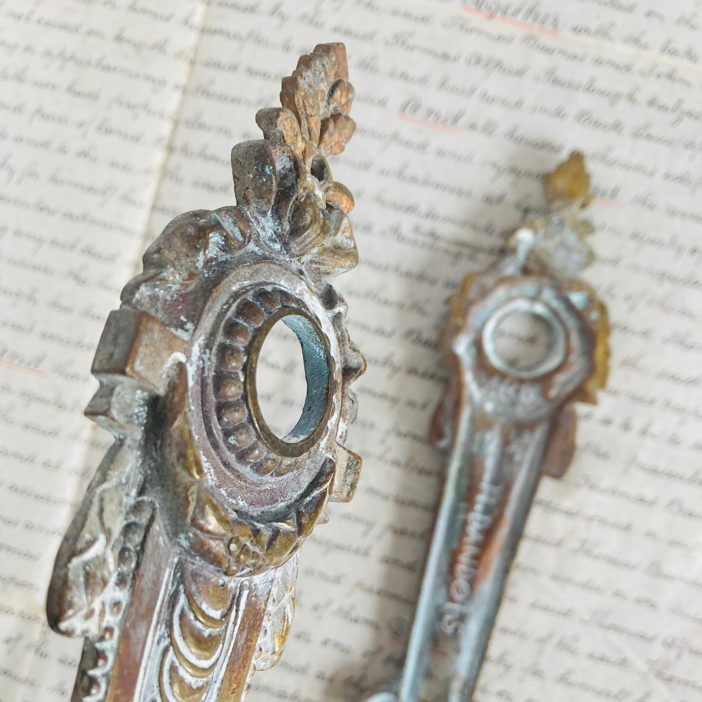 The Pimp Robin - Pair Of French Salvage Handle Back Plate and Escutcheon