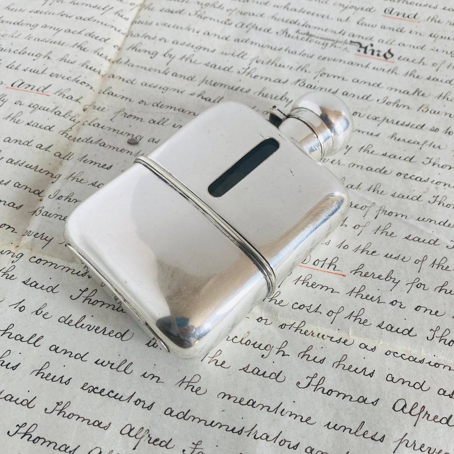 Antique Silver Plate Pocket Flask / Whisky Hip Flask