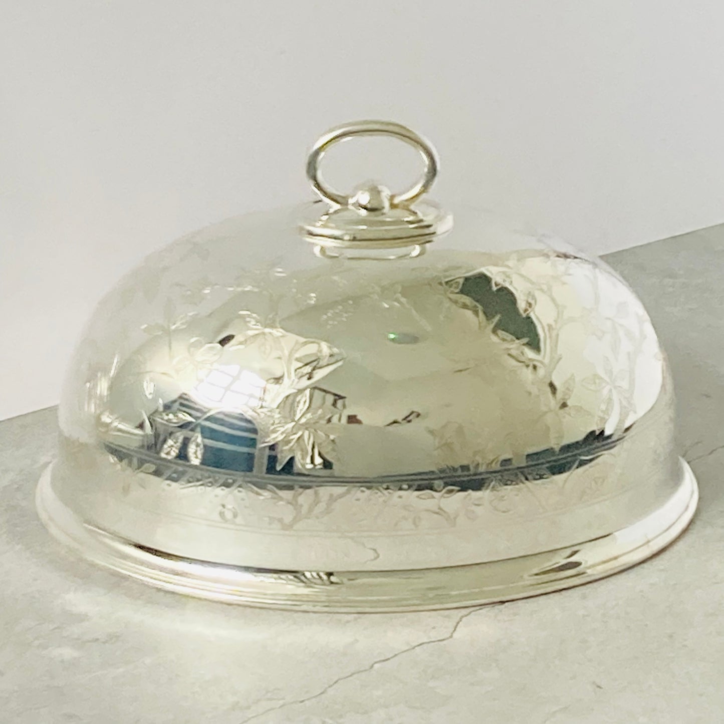 Antique Silver Walker and Hall Decorated Cloche Food Cover | Dome