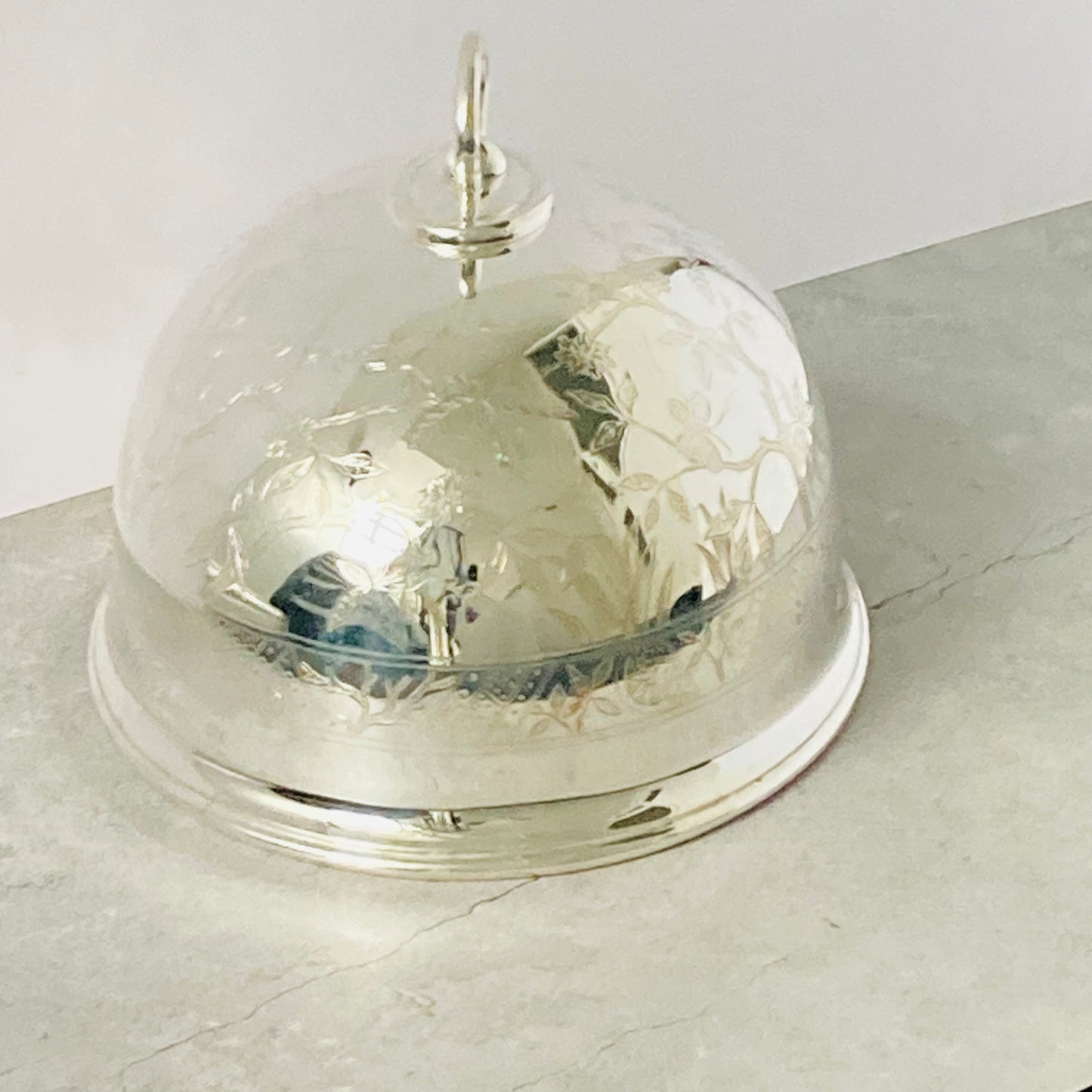 Antique Silver Walker and Hall Decorated Cloche Food Cover | Dome