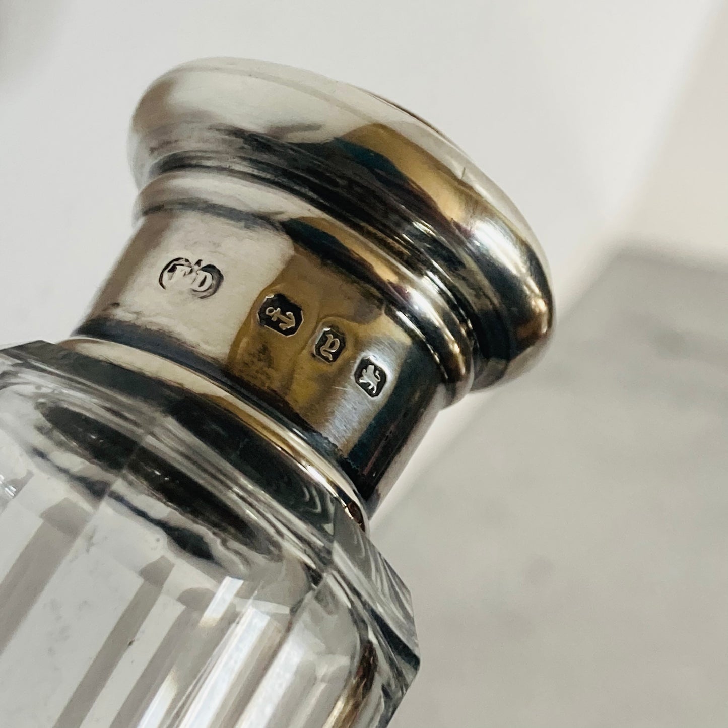 Antique Vanity Long Glass and Silver Jar
