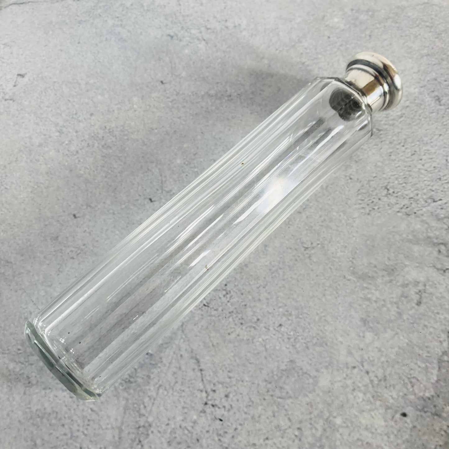Antique Vanity Long Glass and Silver Jar