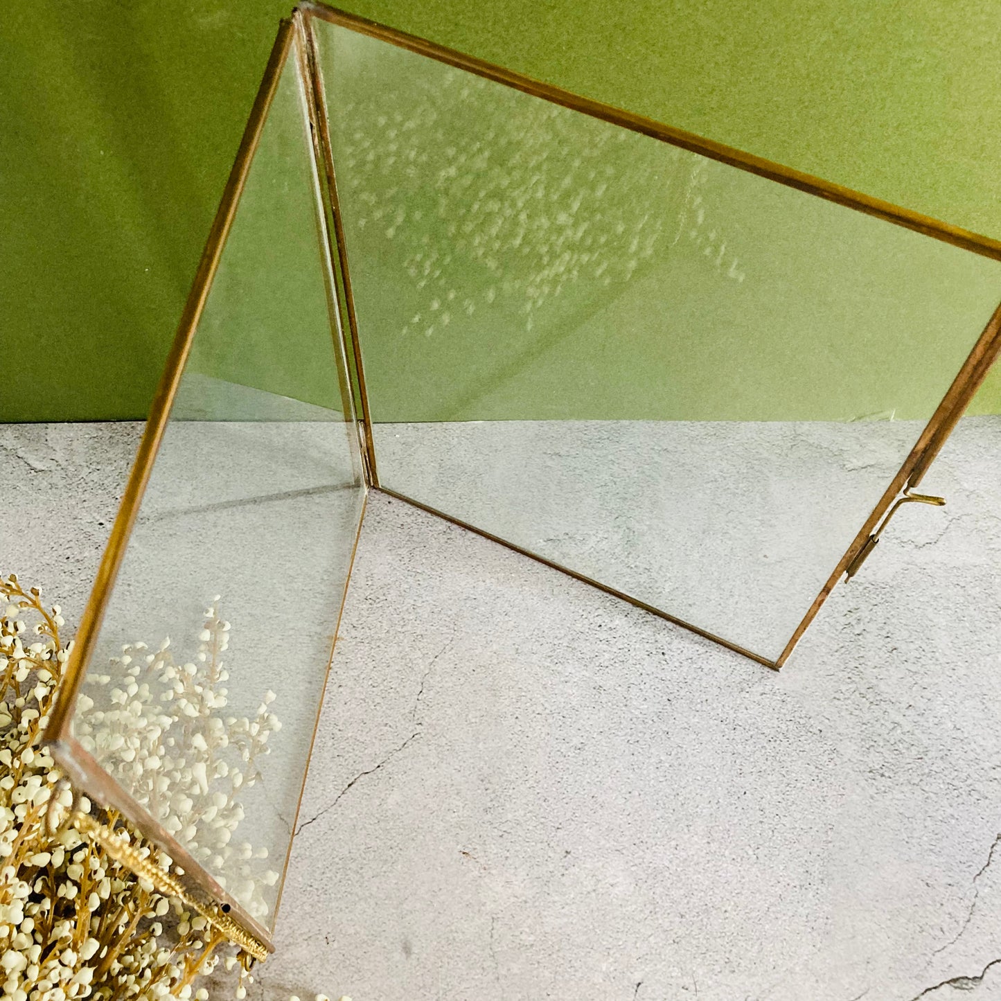 Vintage Glass and Brass Double Side Display Picture Frame