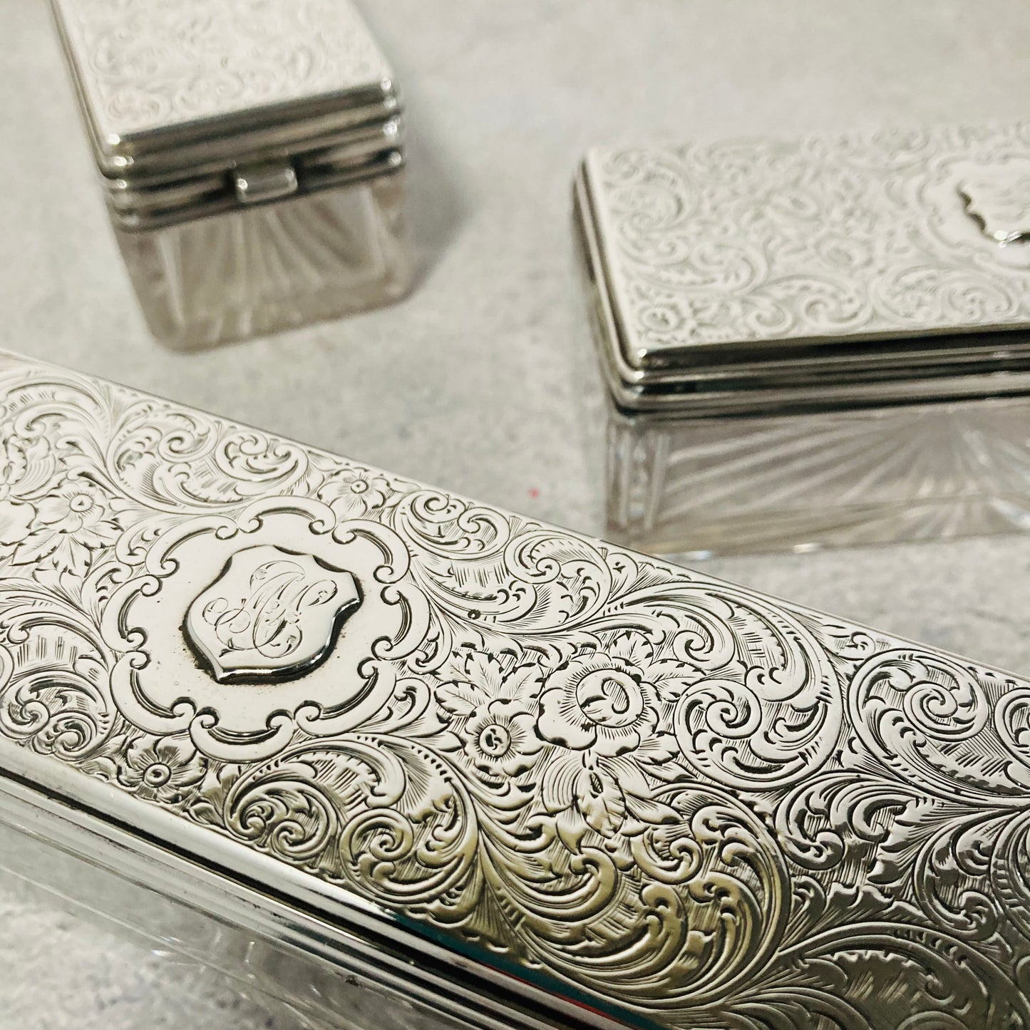 The Mixologist Kira - Set of Heavy Cut Glass Jars with Solid Silver Lids