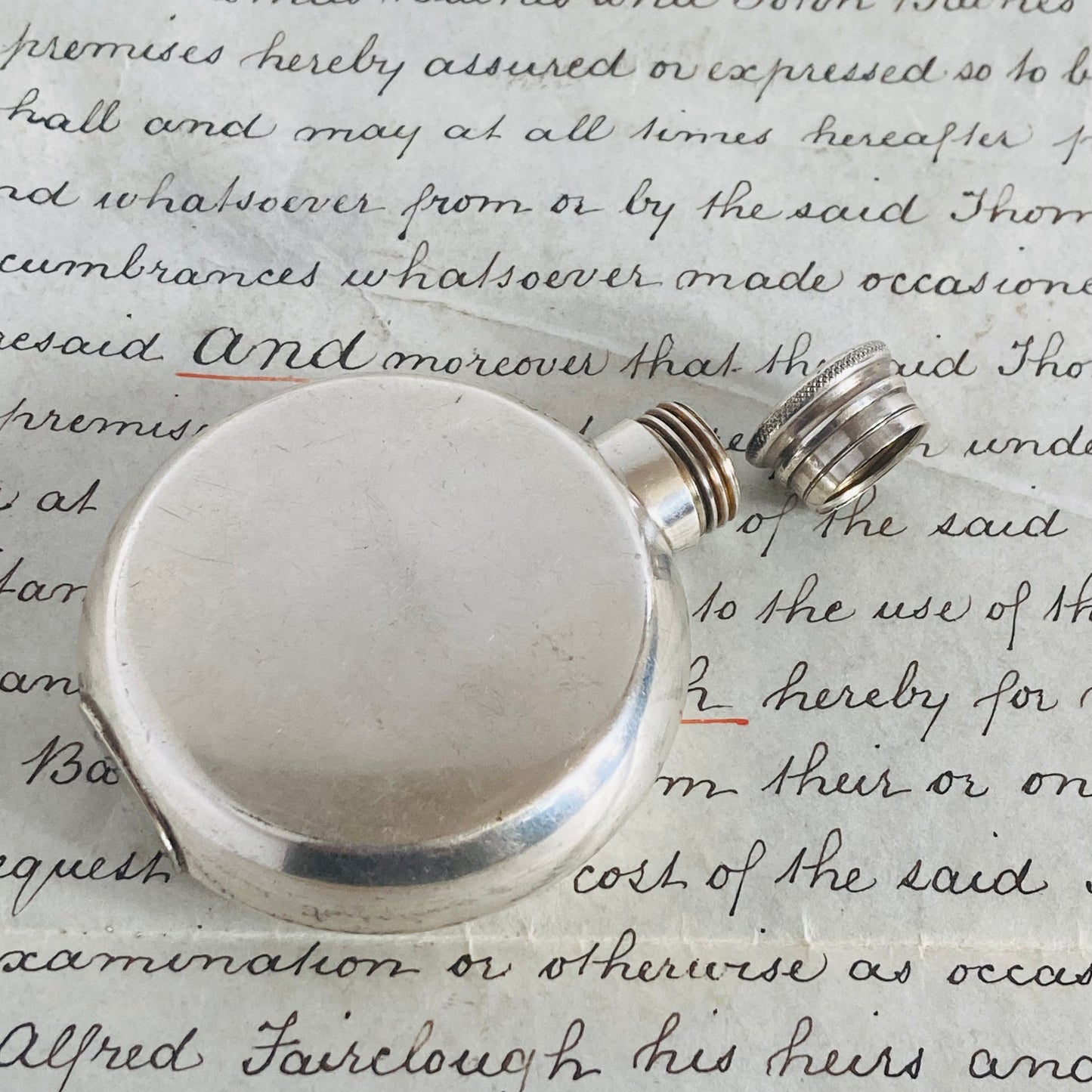 Vintage Polished Pewter Mini Pocket Hip Flask