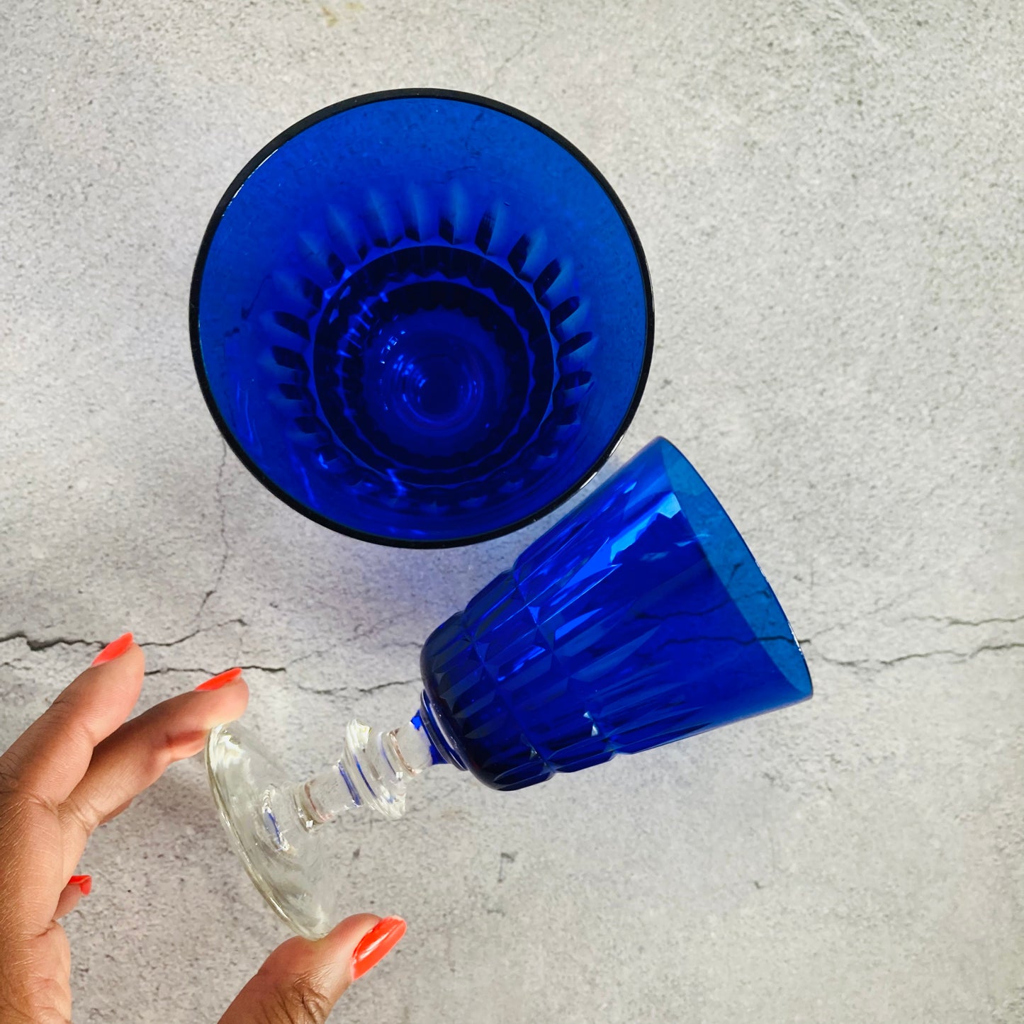 Vintage Cobalt Blue Vintage Wine | Cocktail Glasses