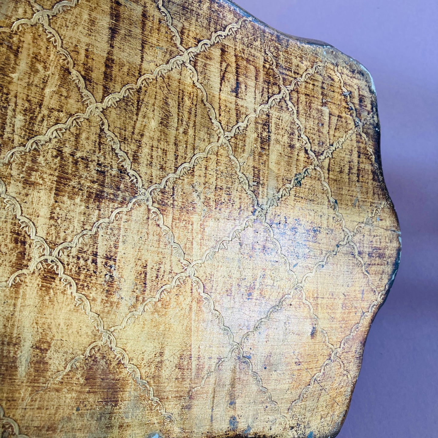 Distressed Antique Florentine Paper Mache Tray