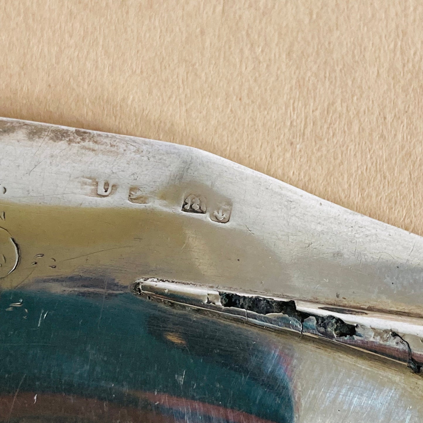 Antique Silver Butter Knife with Mother Of Pearl Handle
