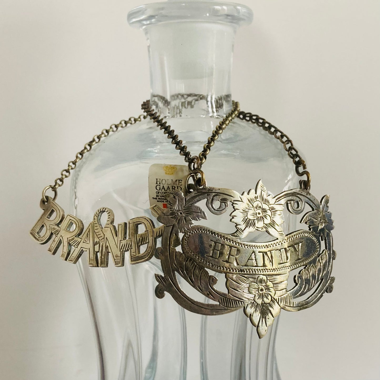 Antique Silver Decanter Brandy Bottle Label