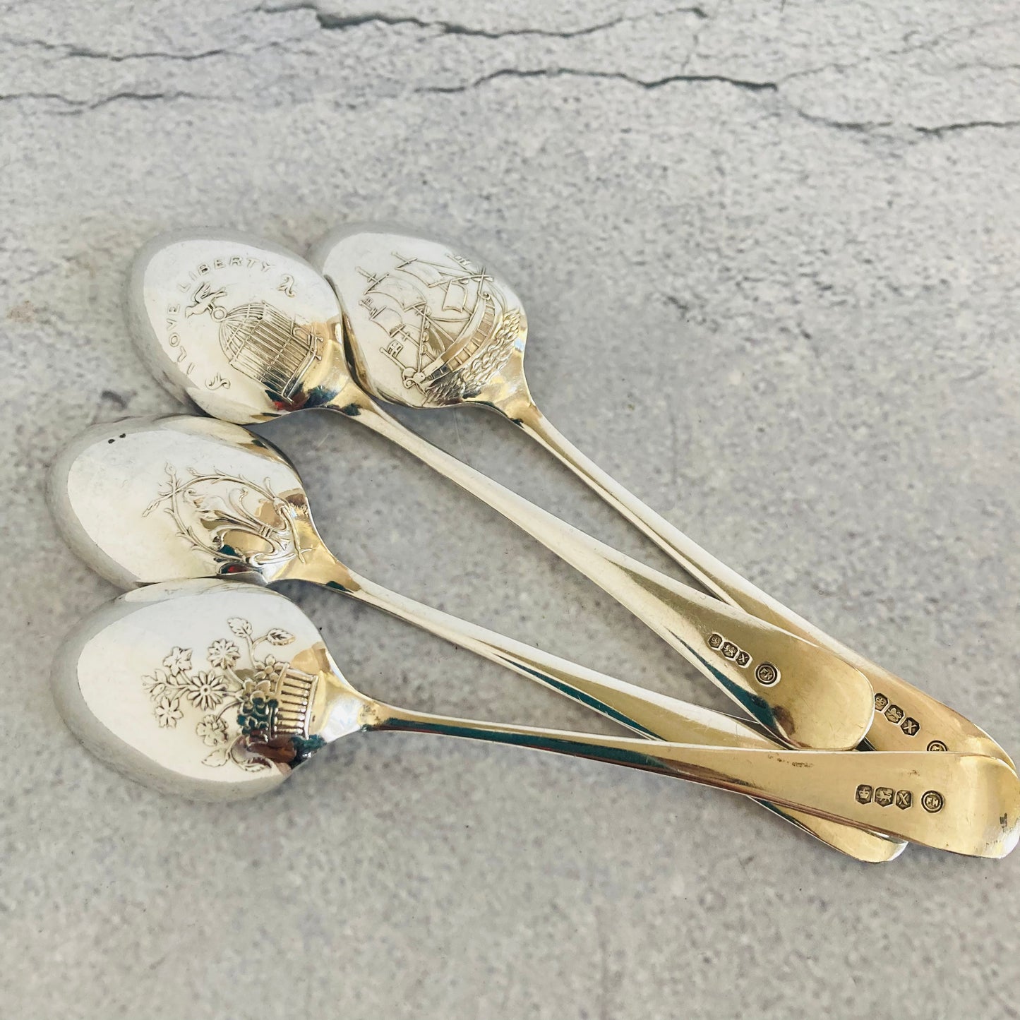 Vintage Sterling Silver I Love Liberty Spoons Sheffield 1965