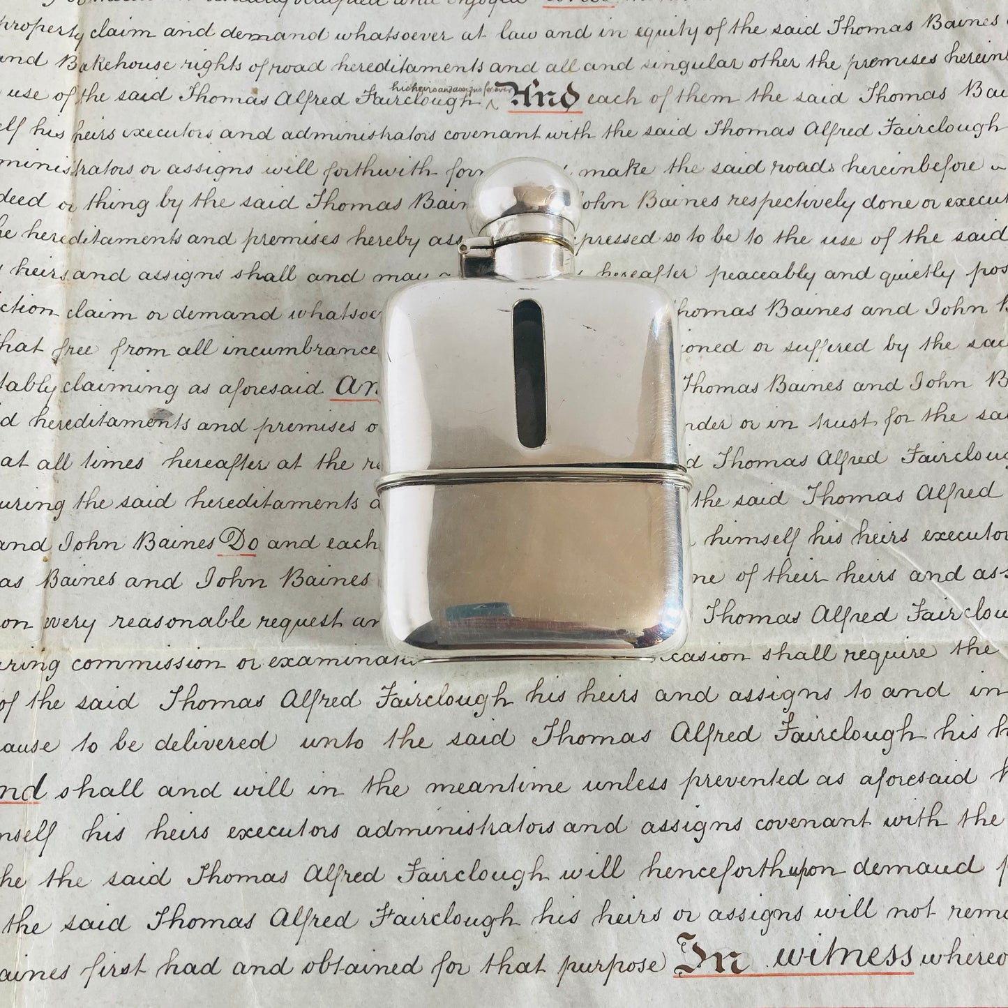 Antique Silver Plate Pocket Flask / Whisky Hip Flask