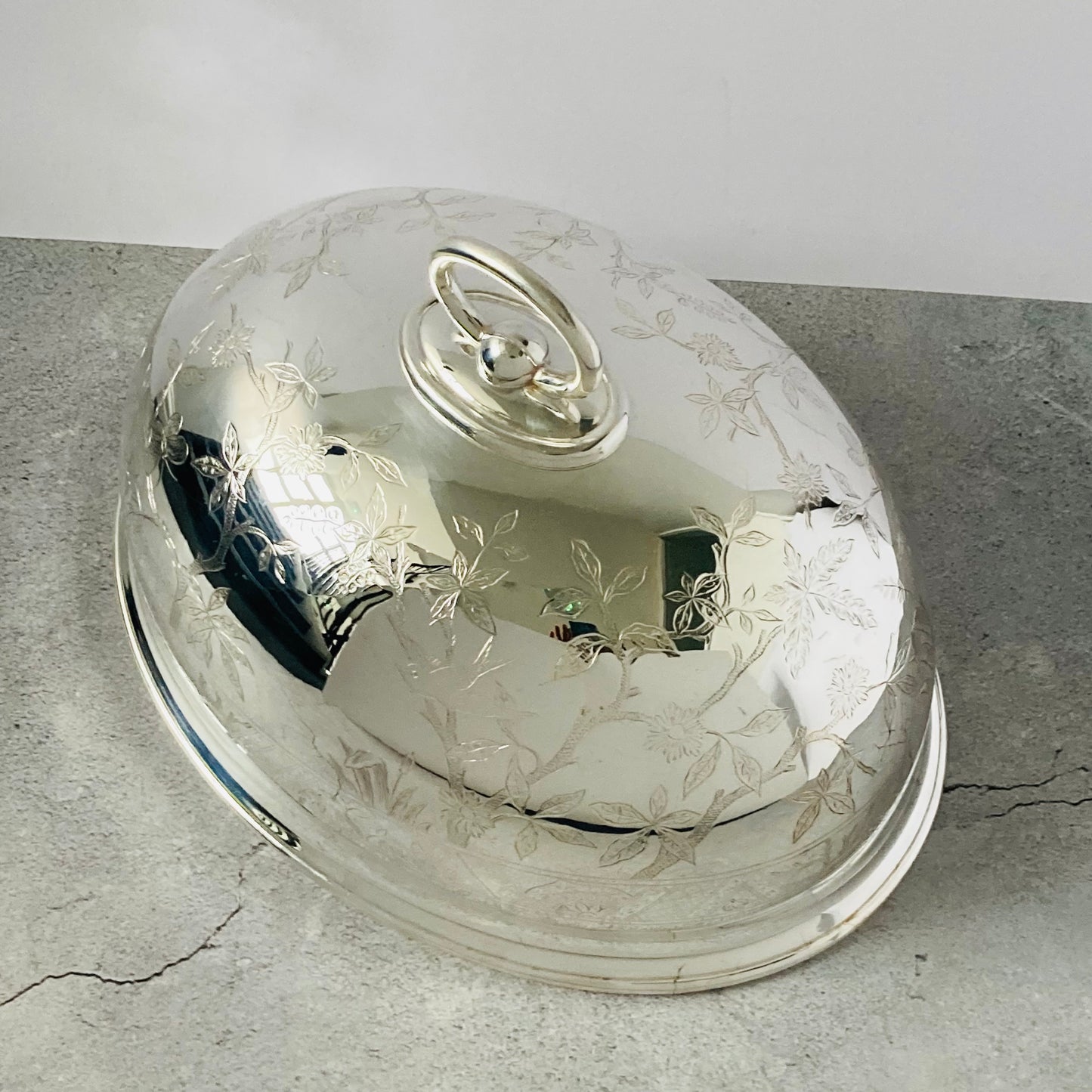 Antique Silver Walker and Hall Decorated Cloche Food Cover | Dome