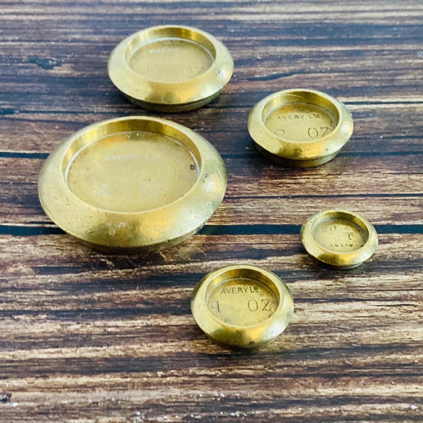 Vintage Brass Set of Round Edge Brass Weights