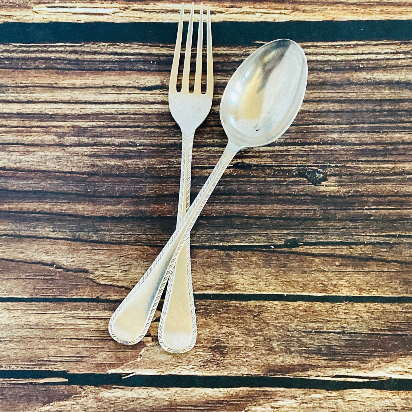 Vintage Silver Infant Spoon and Fork Cutlery Set | Christening Cutlery