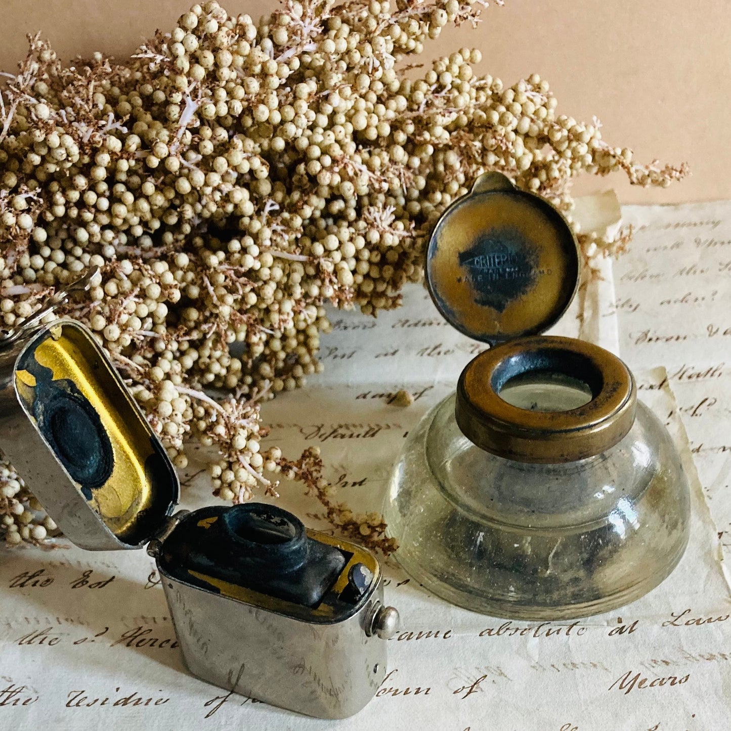 Antique Brass Inkwell by Criterion