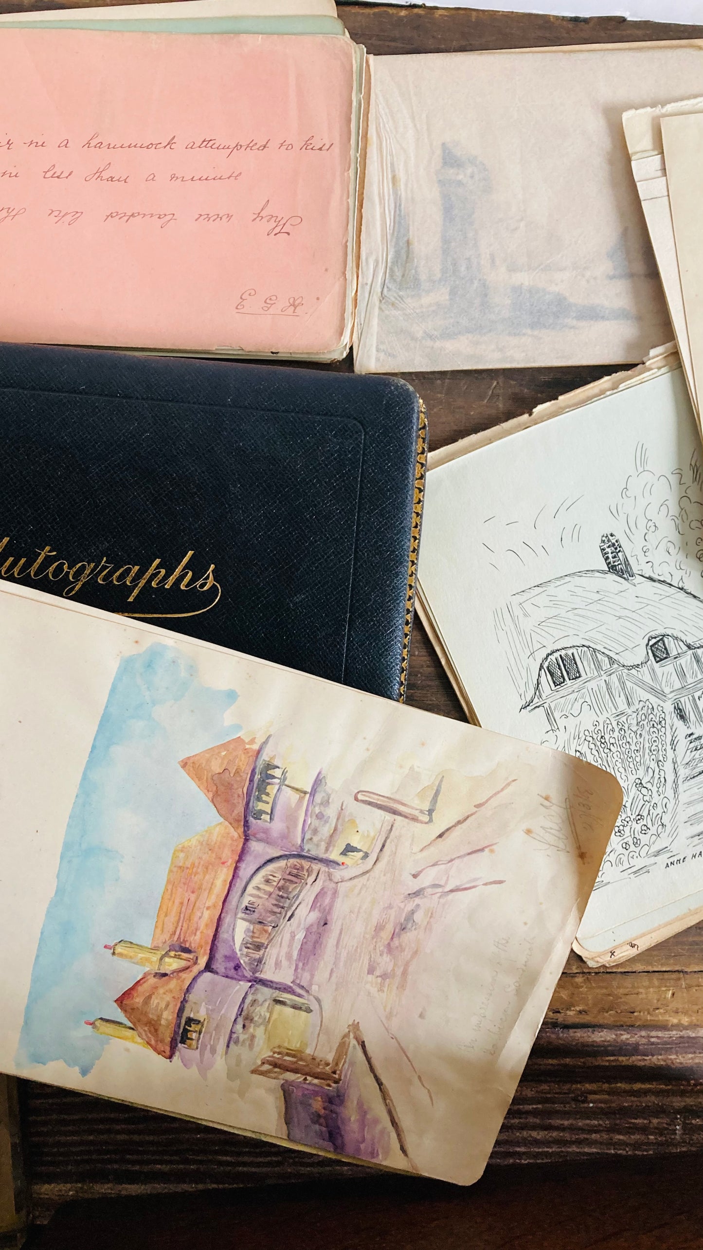 Edwardian Used Sketchbook Autographs Artwork Notebook Sheets