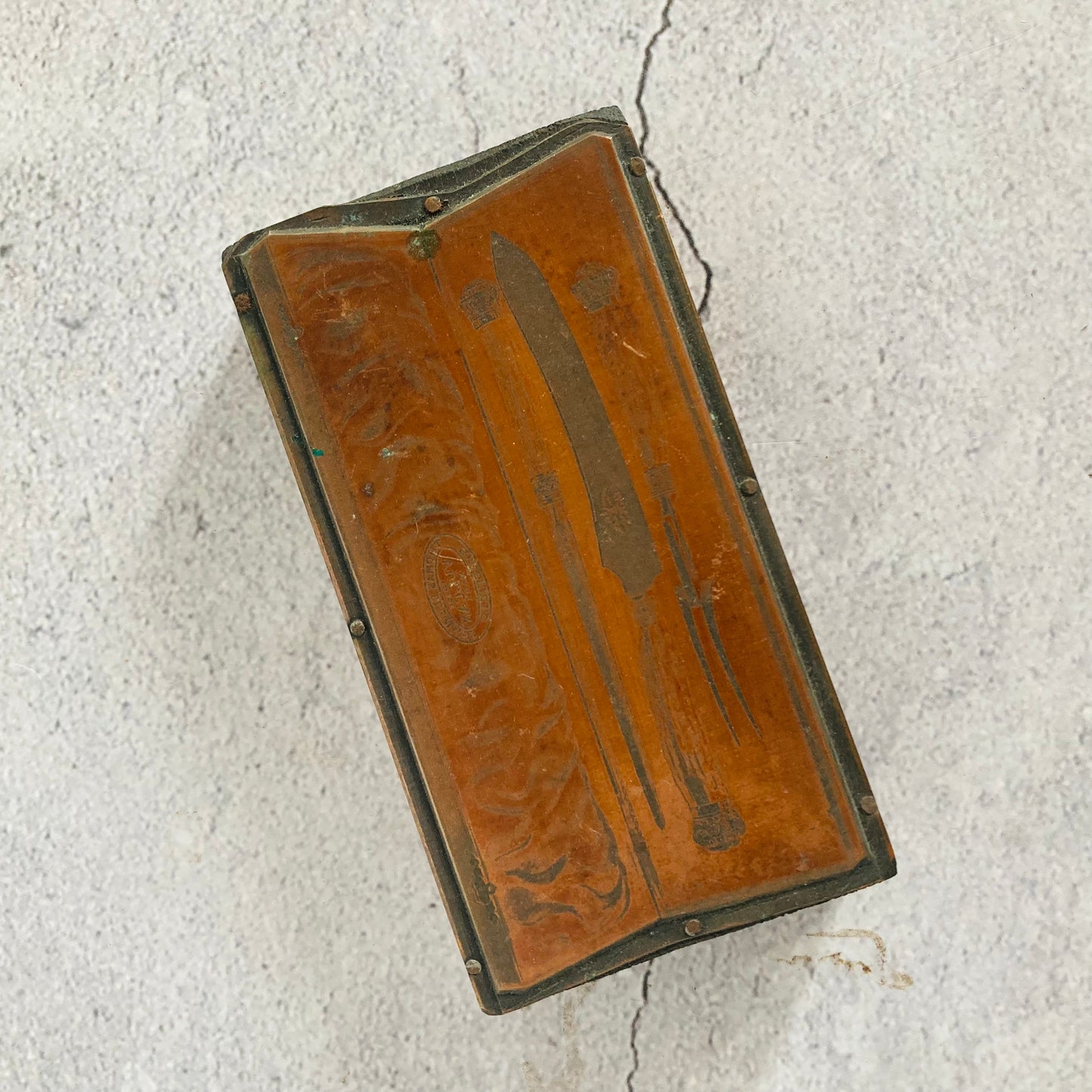 Antique Etched Copper Printing Plate | Antique Cutlery