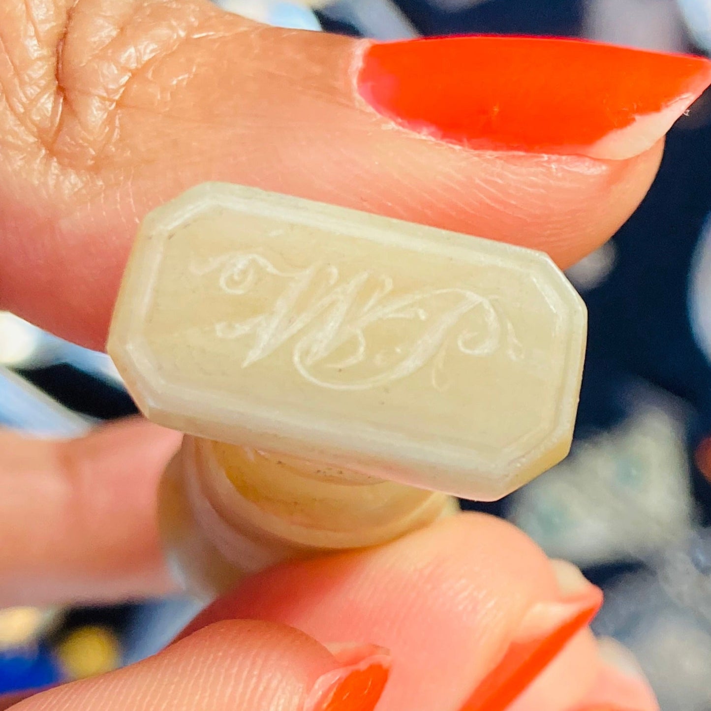 Antique Mother Of Pearl Wax Seal Stamp