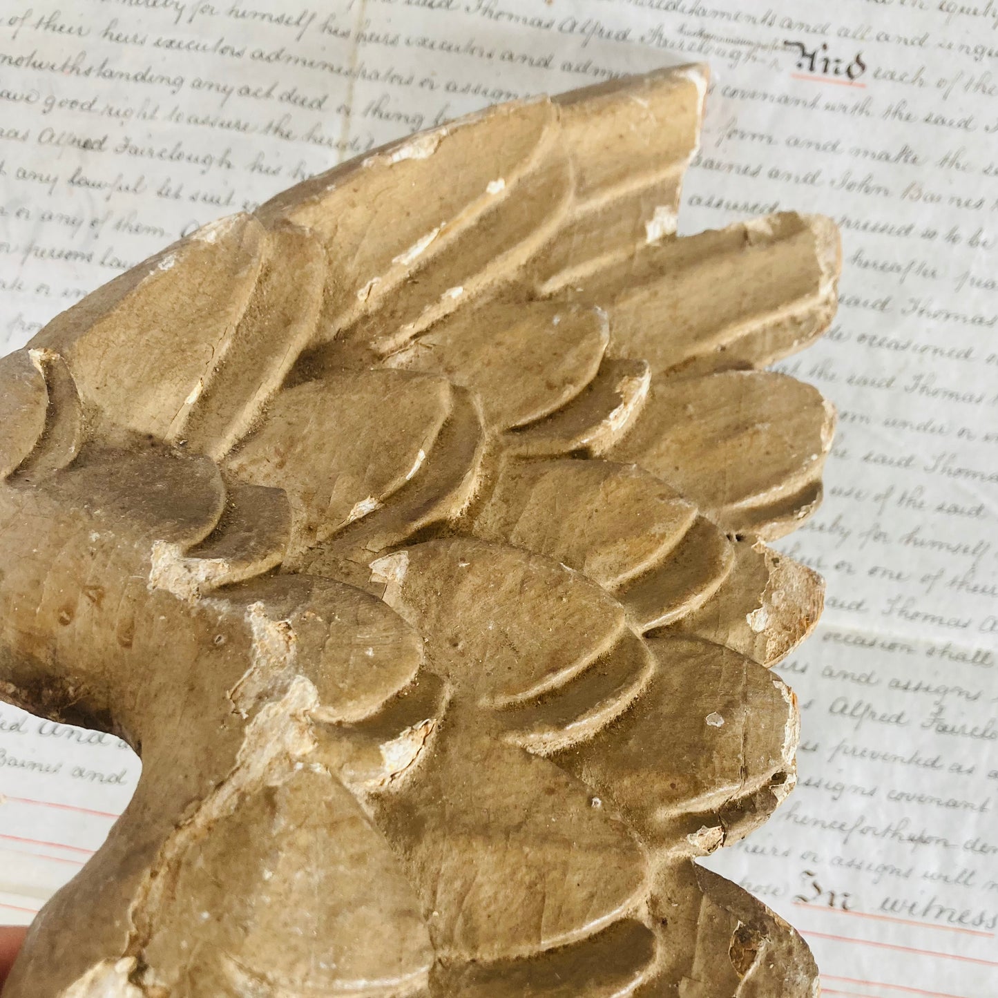 Antique Angel Wing Decorative Salvage Wooden Fragment For Decor Styling