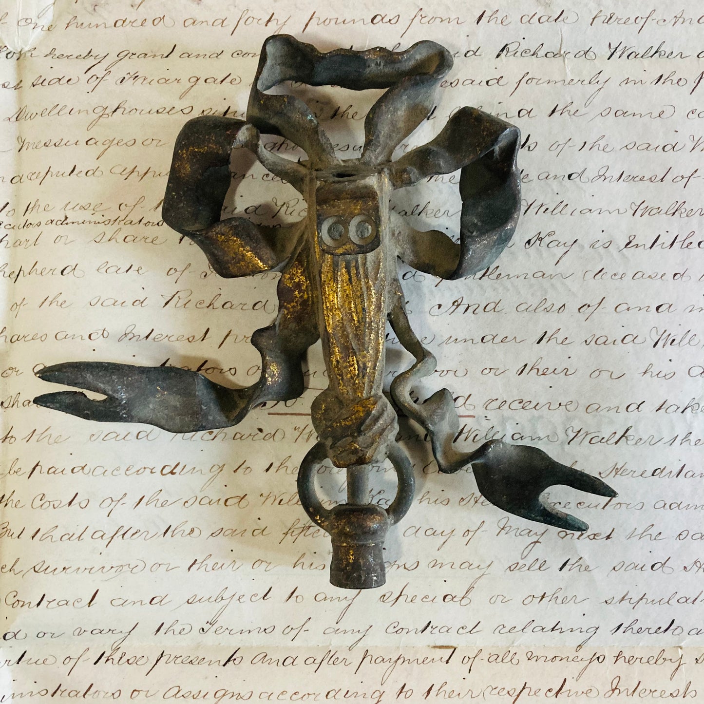 Art Nouveau Decorative Salvage Iron Bow Finial