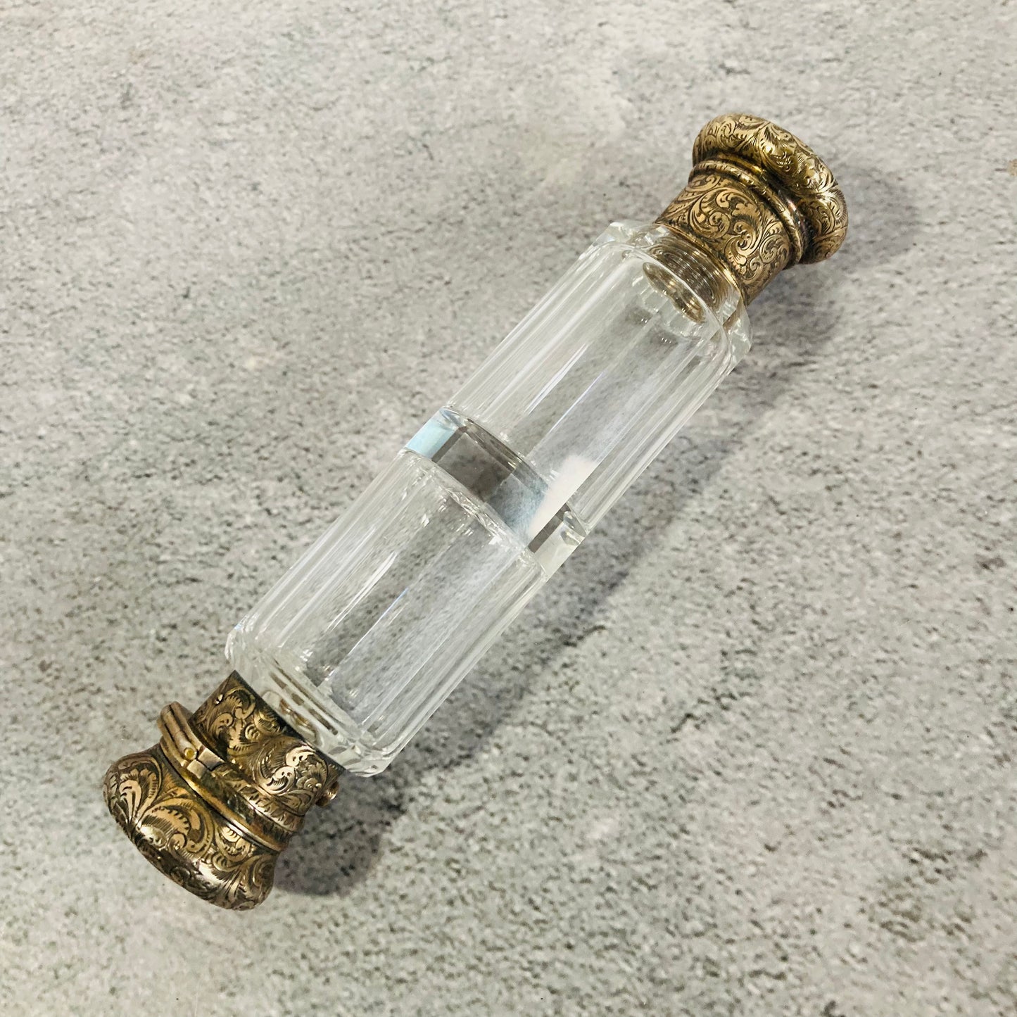 Unusual Antique Silver Gilt Double Ended Scent & Vinaigrette Bottle