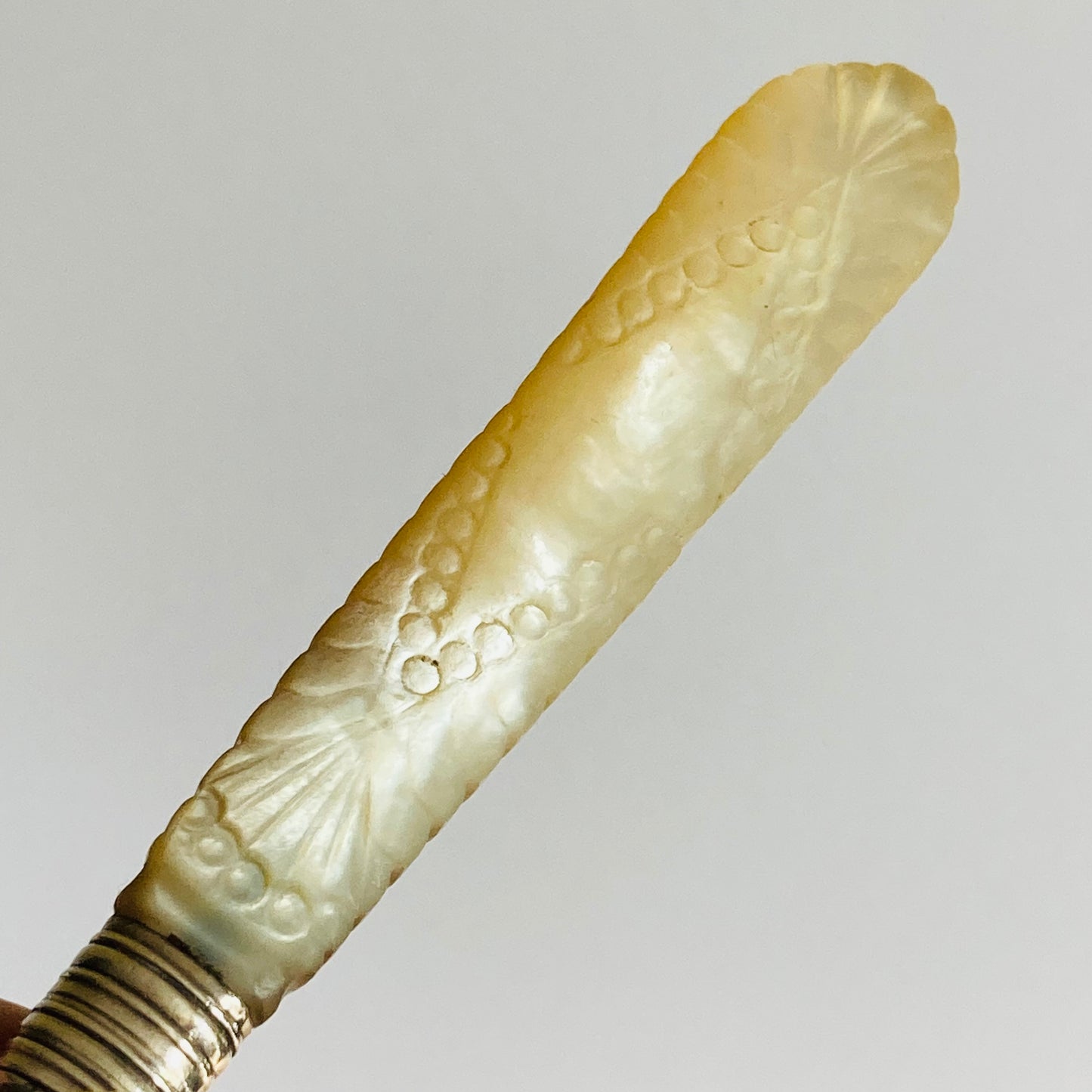 Antique Silver Butter Knife with Mother Of Pearl Handle