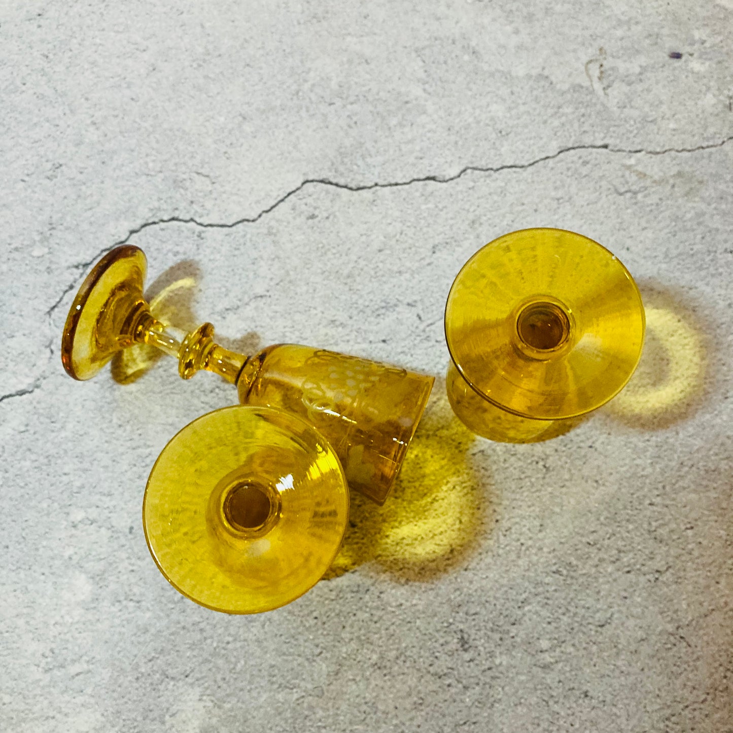 Antique Yellow Cordial Drinking Glasses | Liquor Port Glass