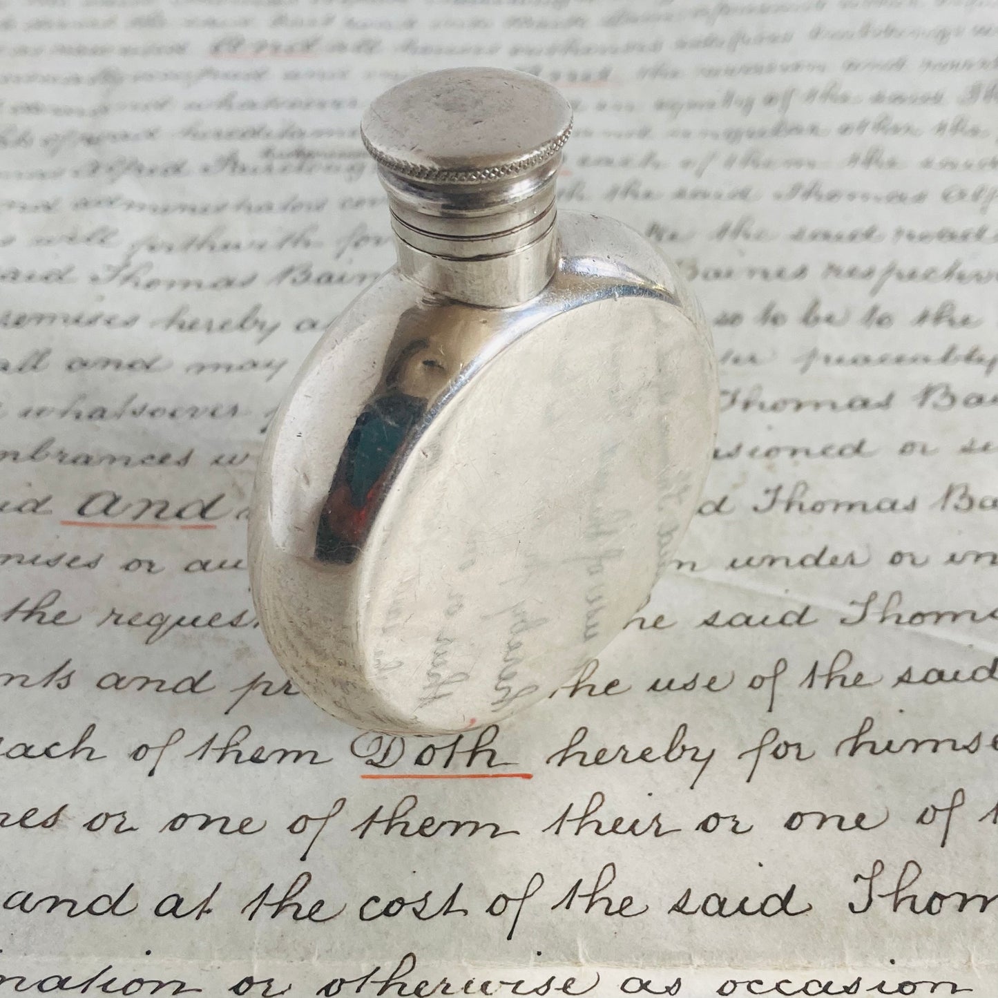 Vintage Polished Pewter Mini Pocket Hip Flask