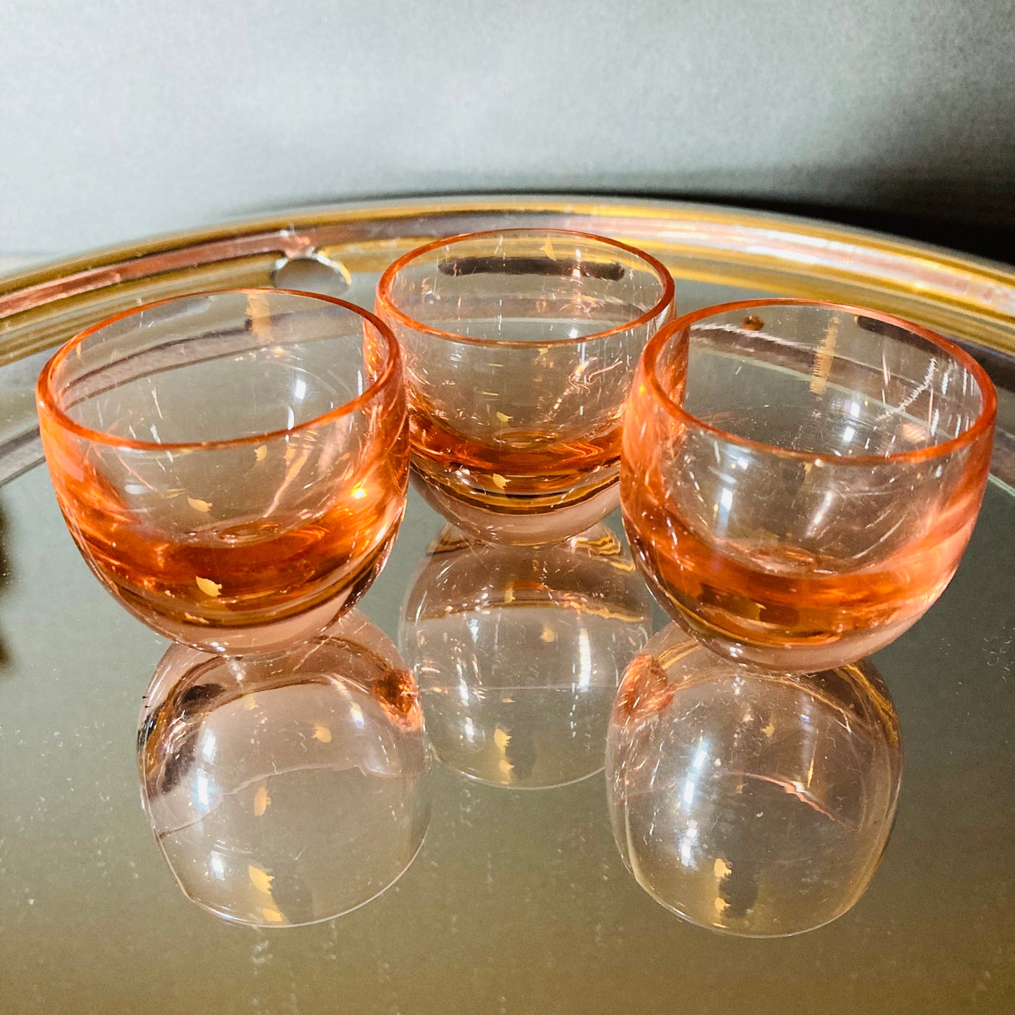 Small Vintage Drinking Glass | Neon Coral Shot Glasses