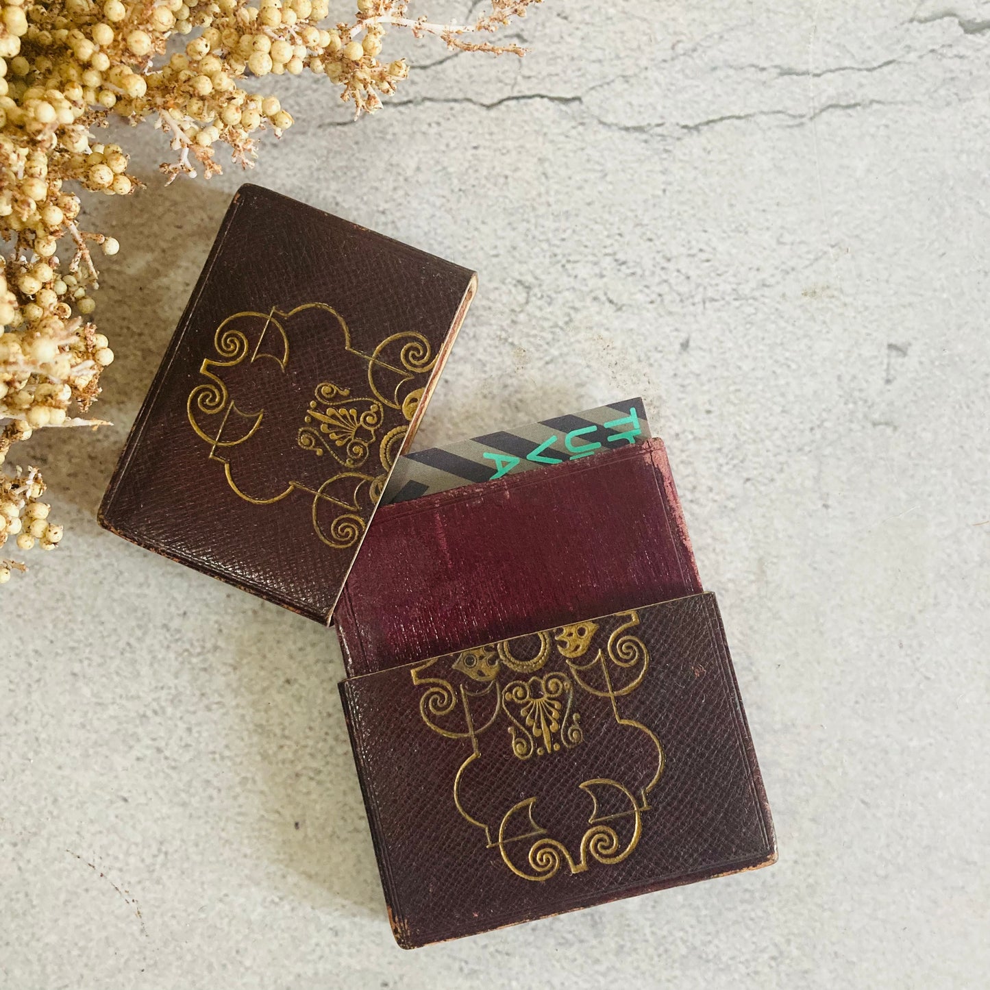 Vintage Leather Tooled Business Card Case