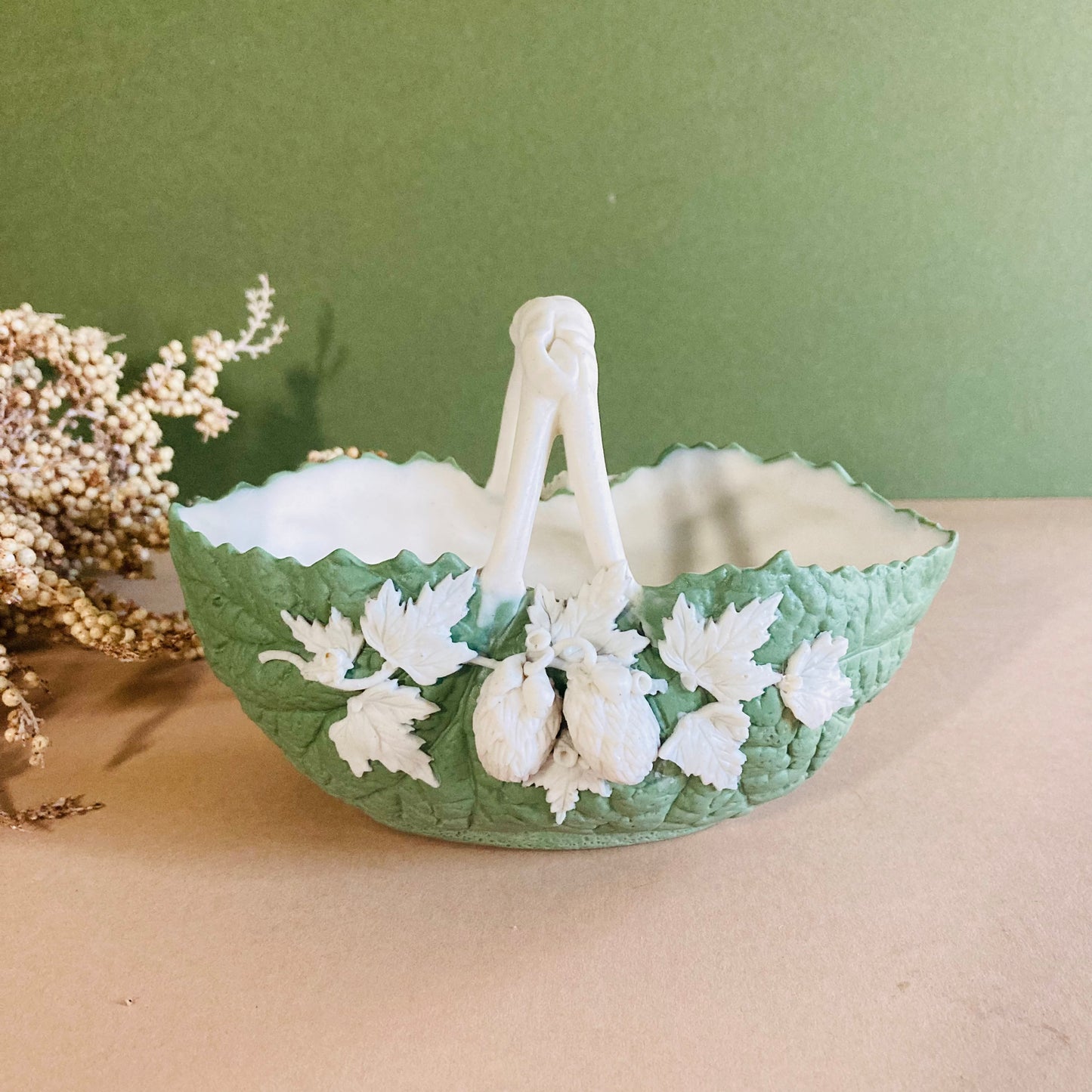 Antique Vine Leaf Vase Maritana Parian Ware, by Robinson & Leadbeater