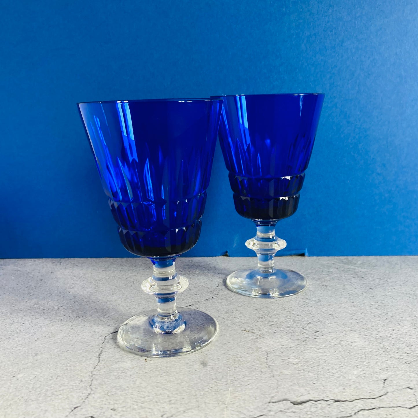 Vintage Cobalt Blue Vintage Wine | Cocktail Glasses