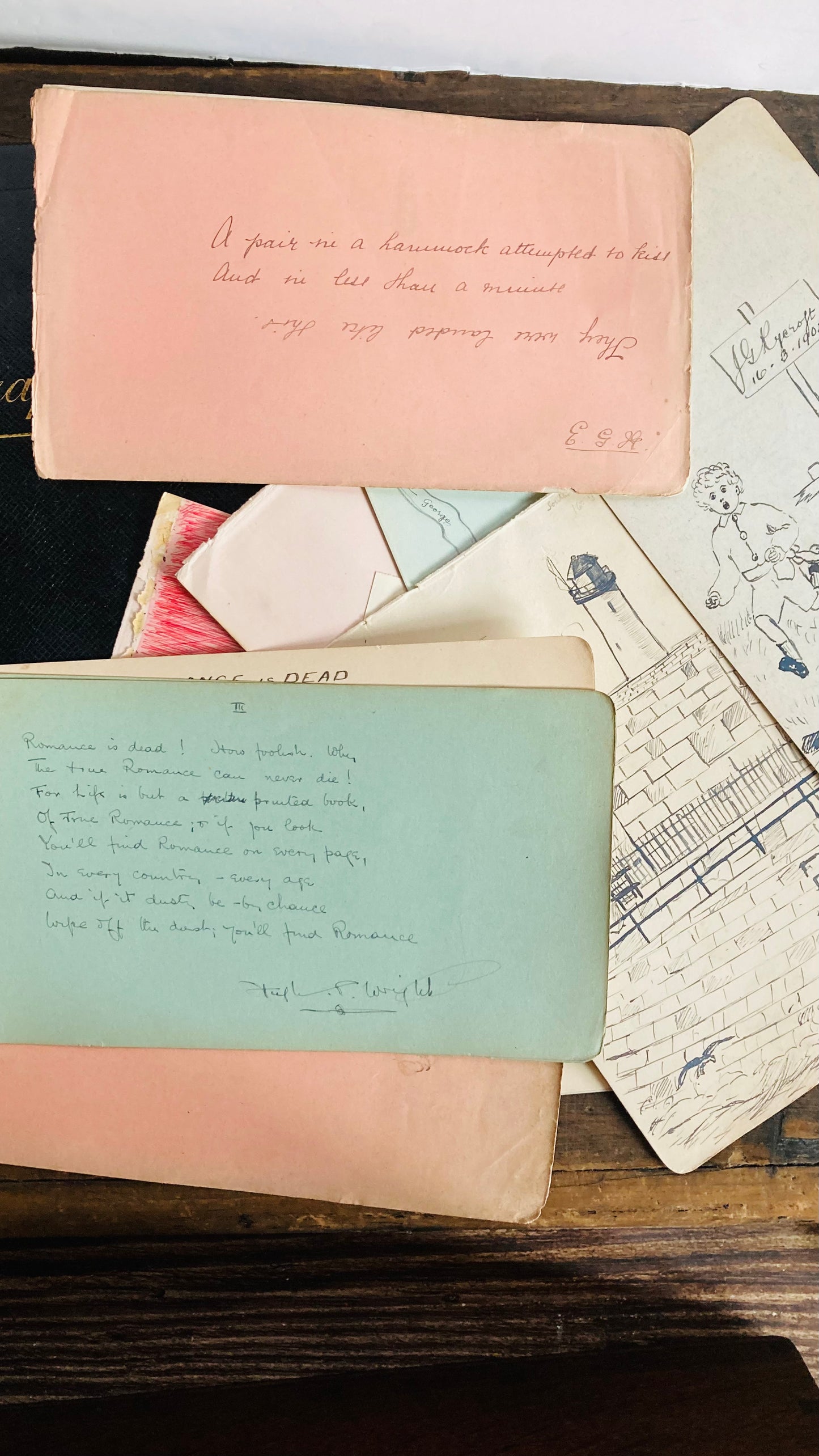 Edwardian Used Sketchbook Autographs Artwork Notebook Sheets