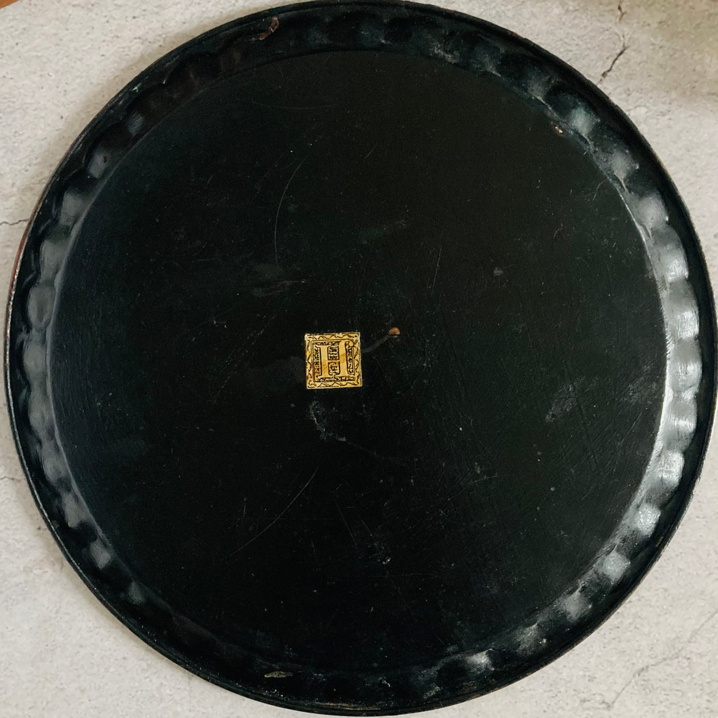 Antique Toleware Decoupage Tray Of A Cat