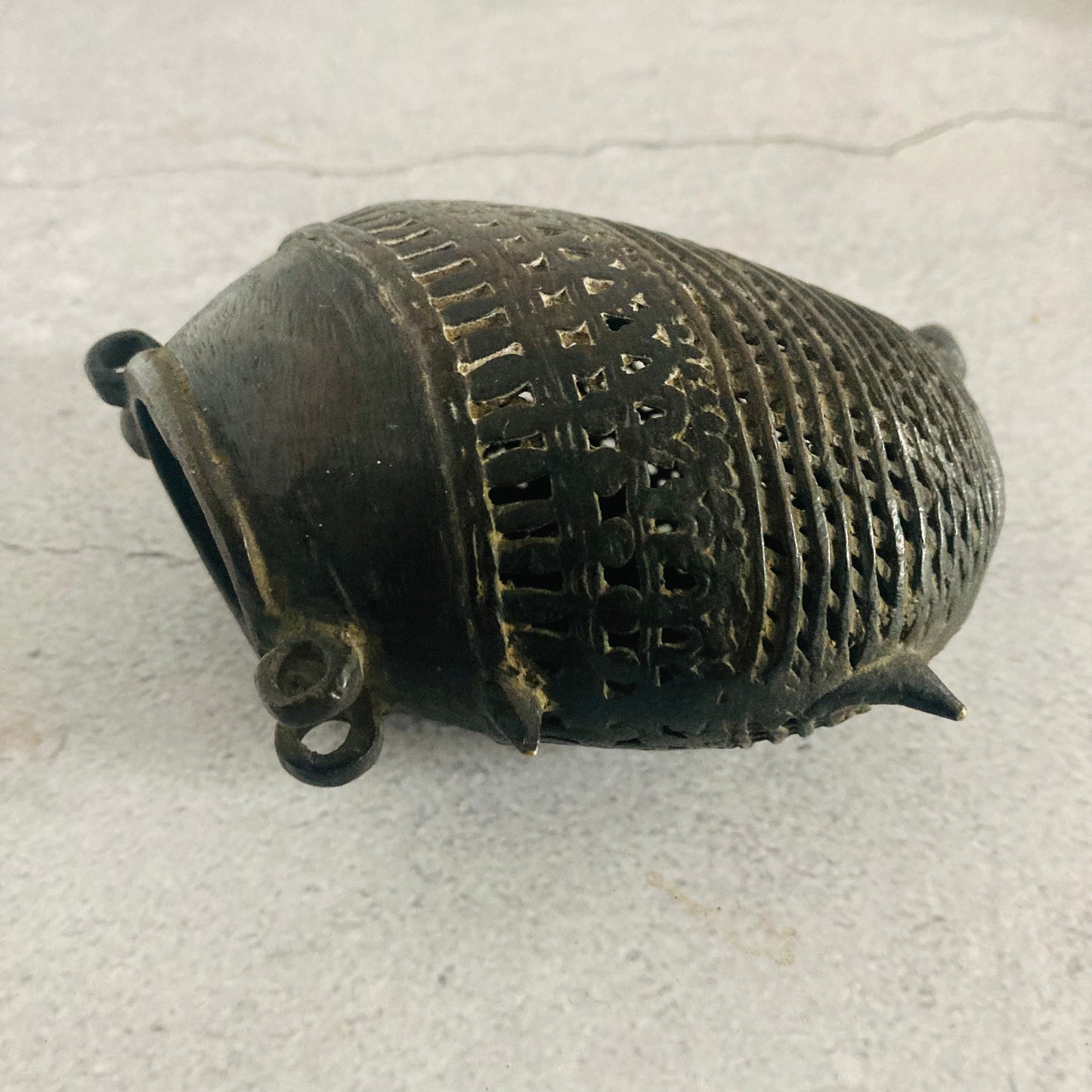 Antique Indian Bronze Sculpture Betel Nut Box Container