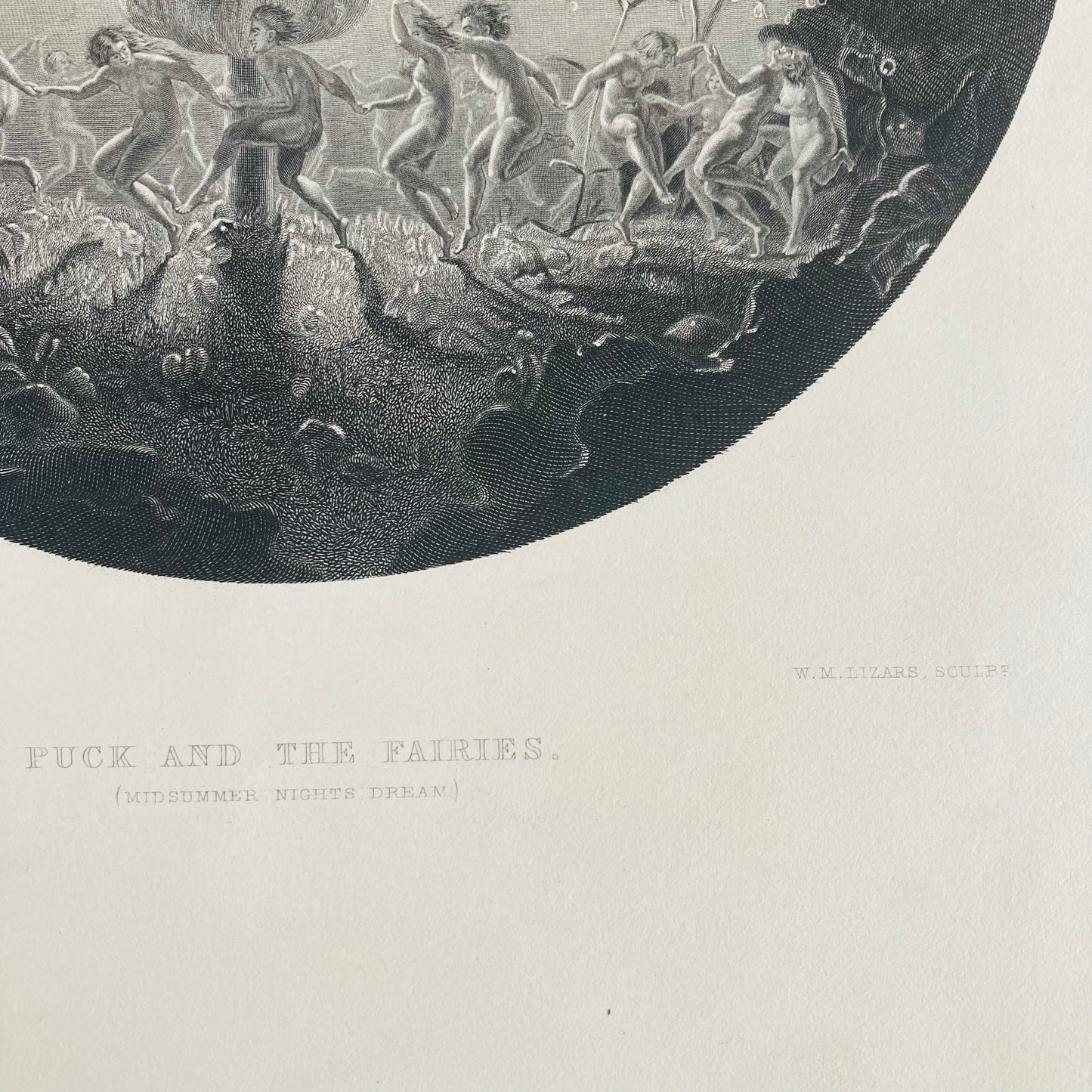 Antique Etching Plate Engraving of a Scene in Shakespeare’s Works