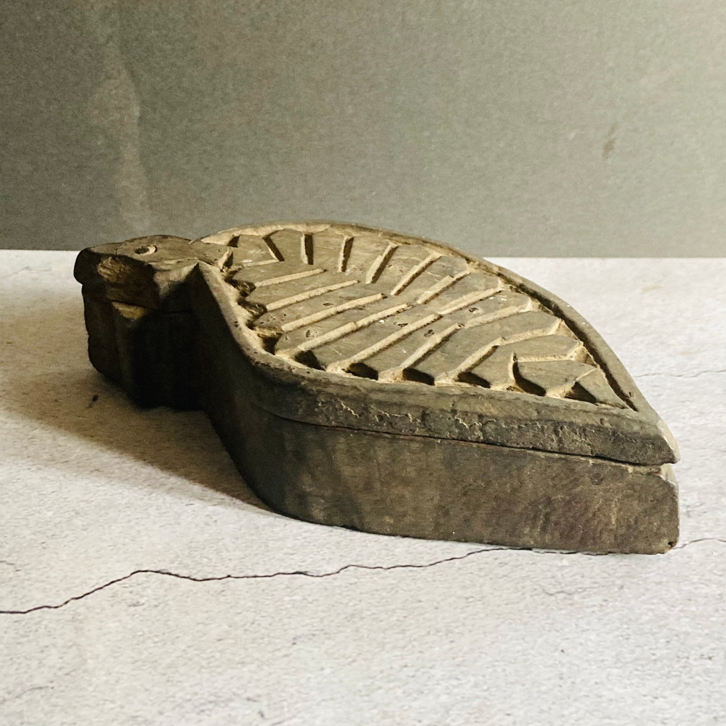 Antique Indian Wooden Spice Box Swivel Lid