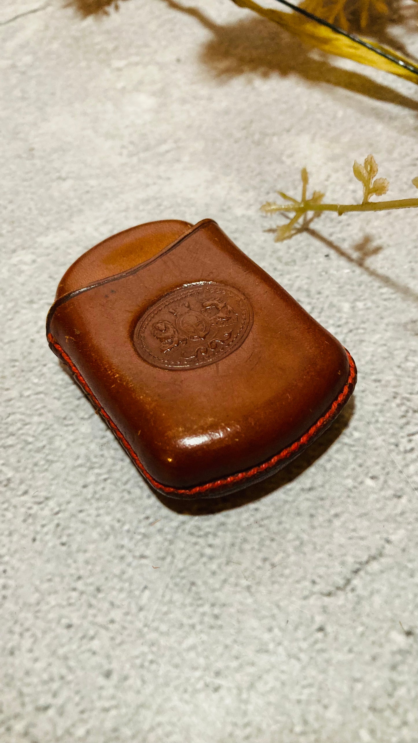 Antique Leather Coat of Arms Vesta Case