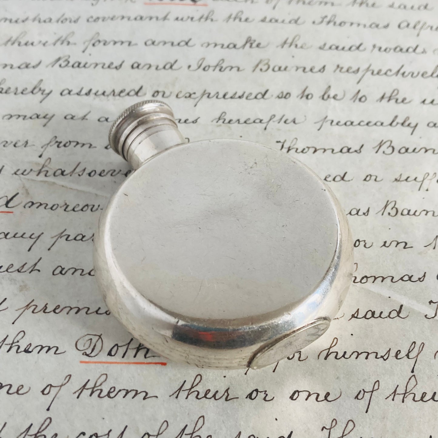 Vintage Polished Pewter Mini Pocket Hip Flask
