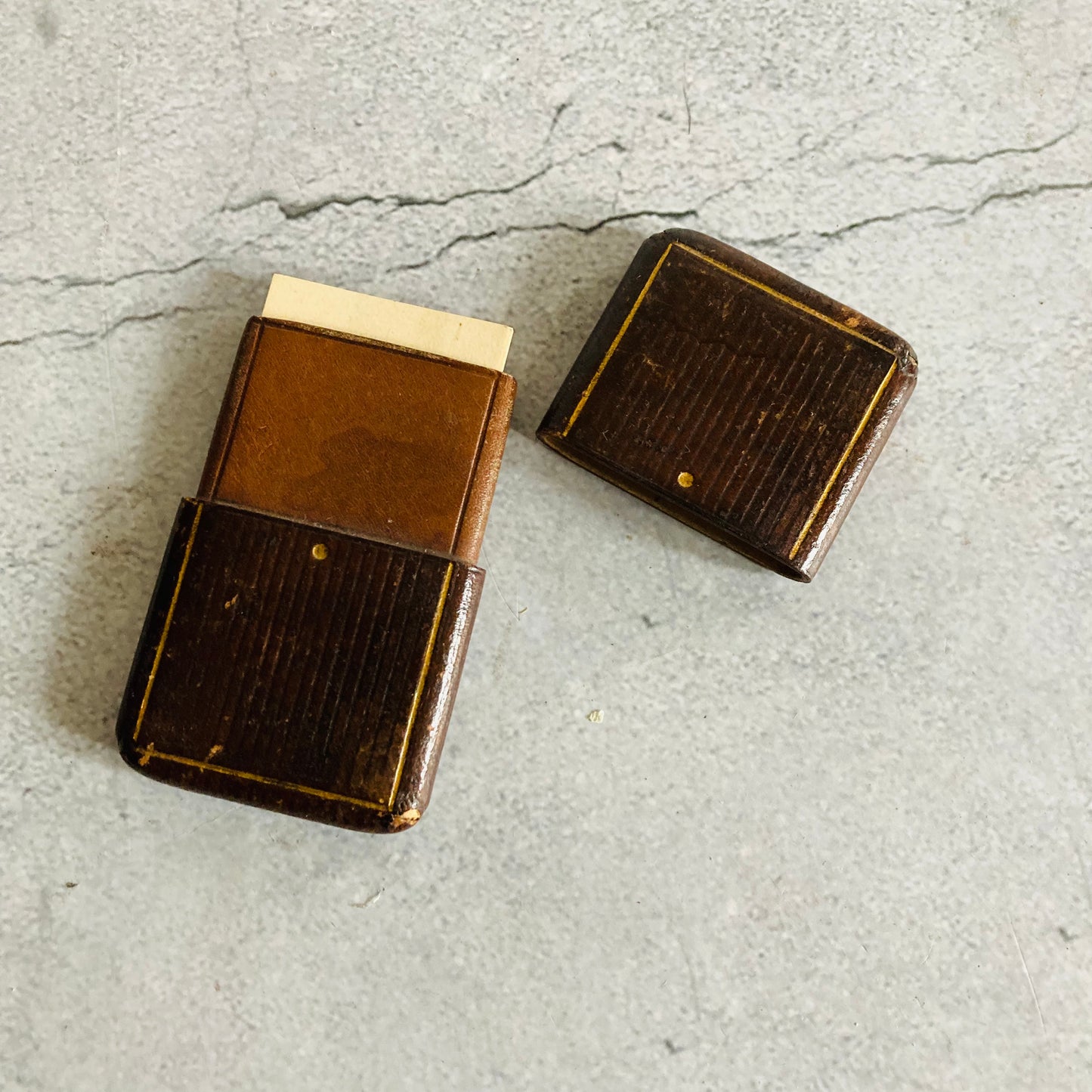 Antique Leather Calling Card Case Containing Doctors Cards