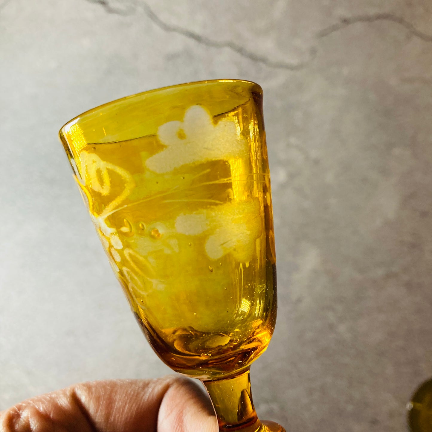 Antique Yellow Cordial Drinking Glasses | Liquor Port Glass