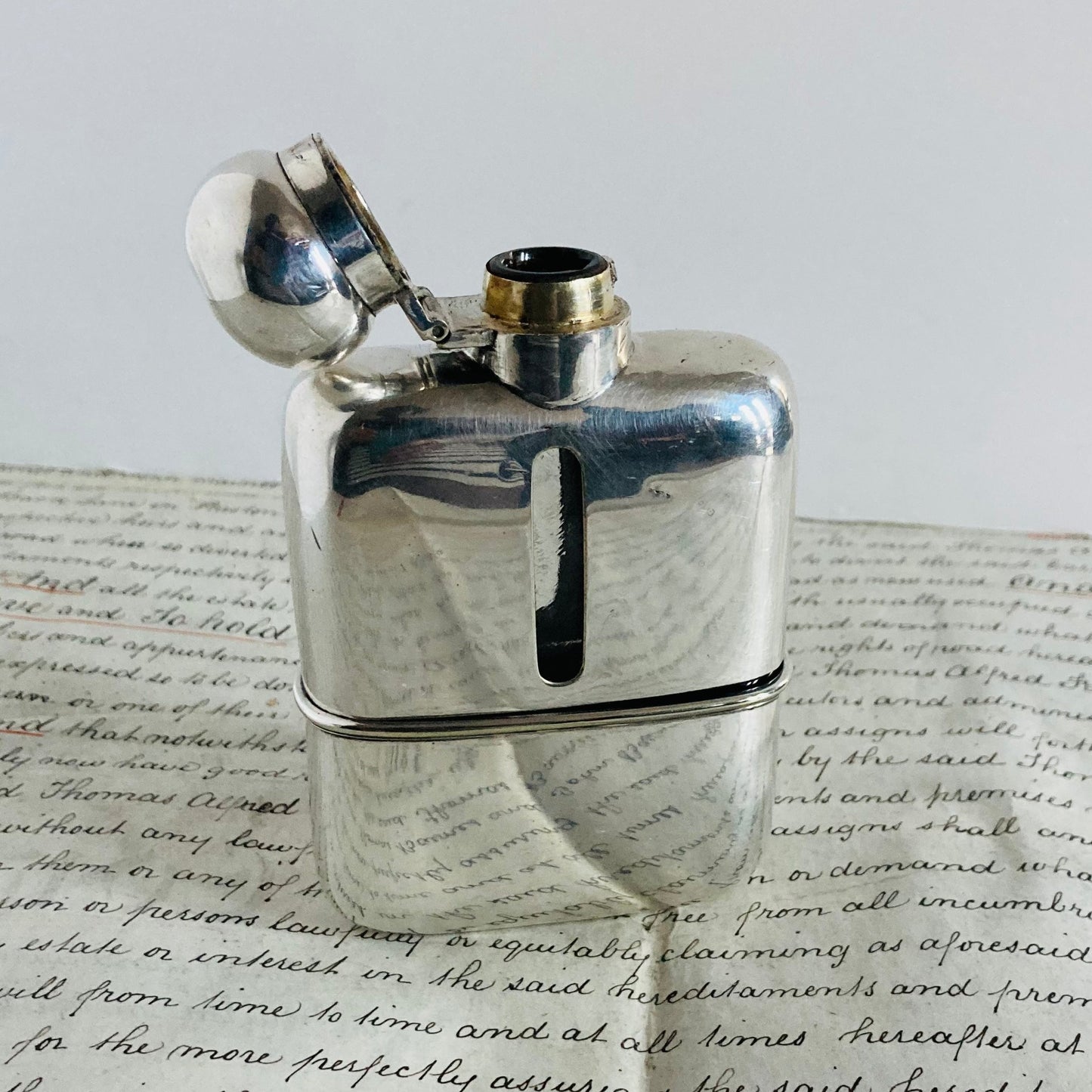 Antique Silver Plate Pocket Flask / Whisky Hip Flask