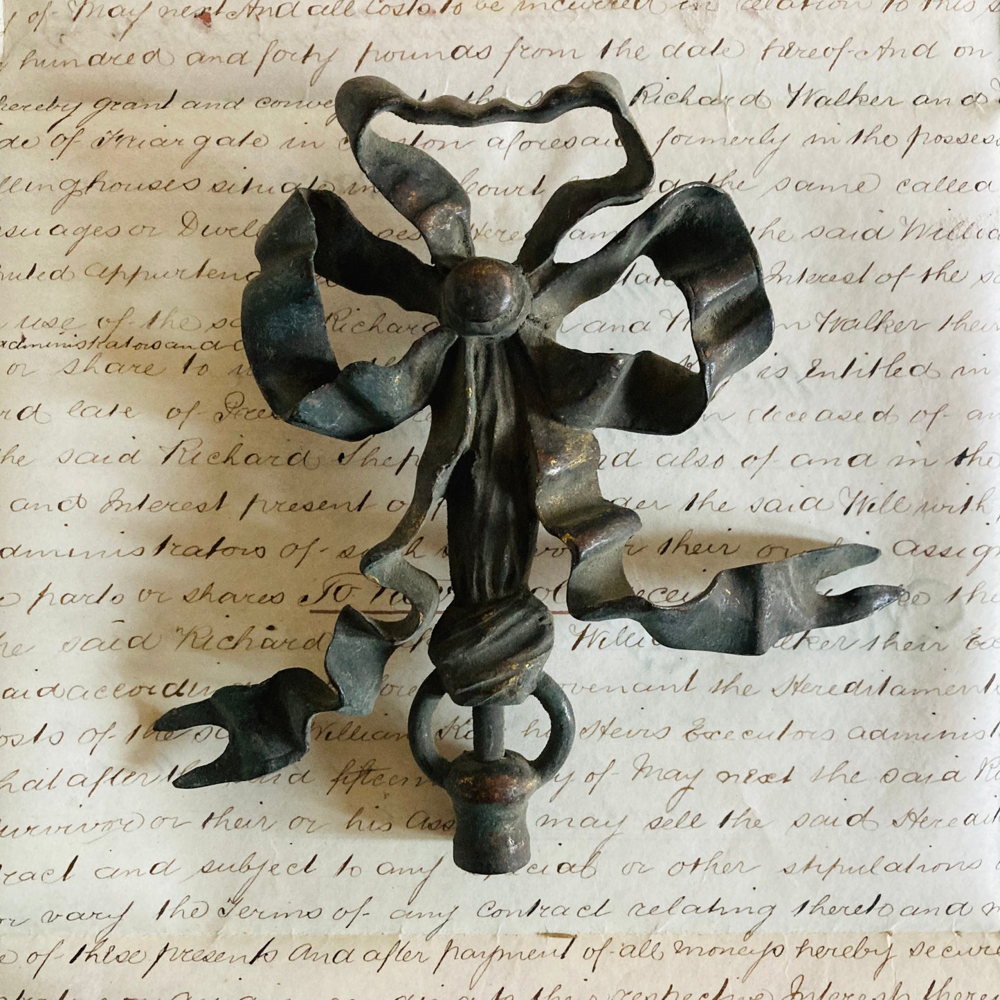 Art Nouveau Decorative Salvage Iron Bow Finial