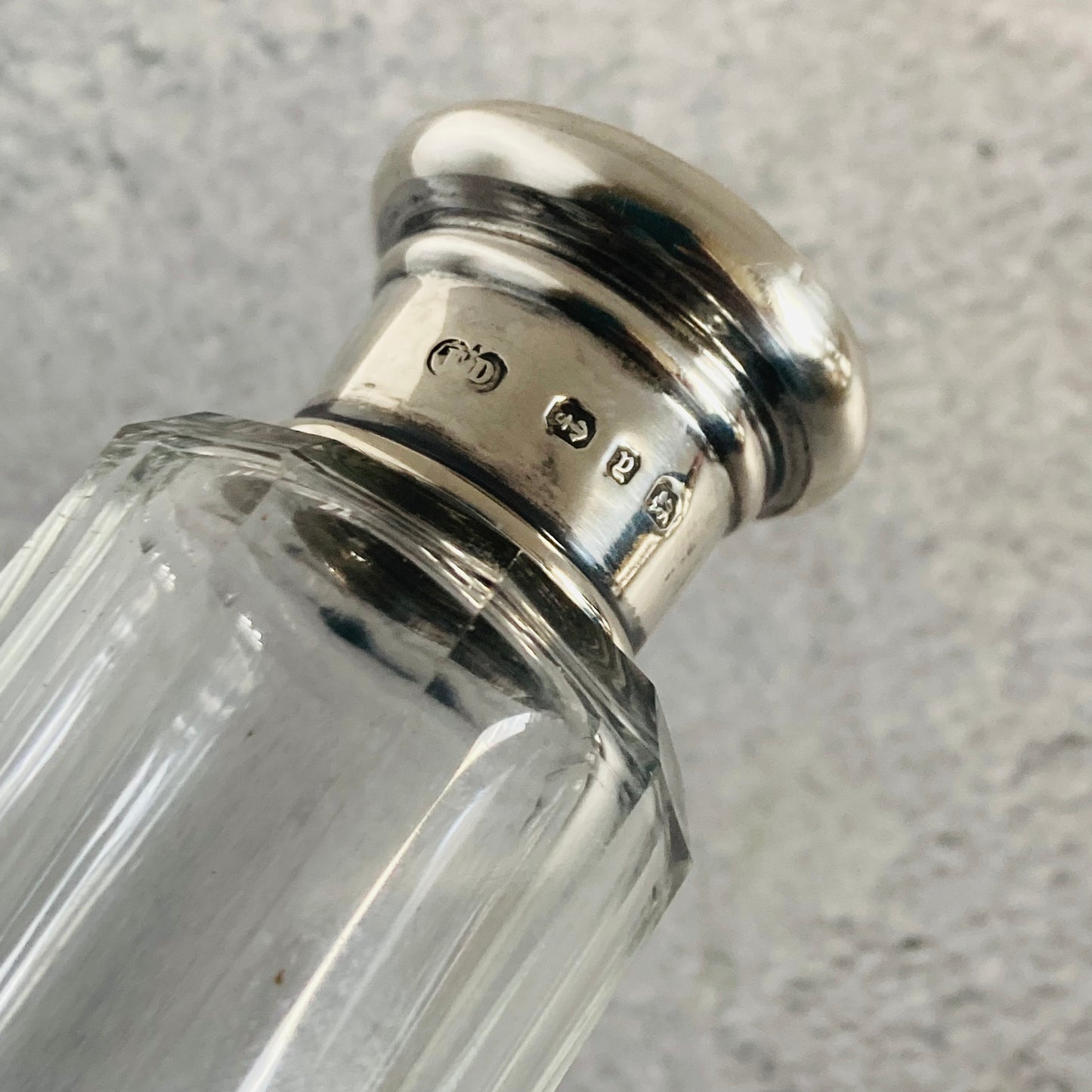 Antique Vanity Long Glass and Silver Jar