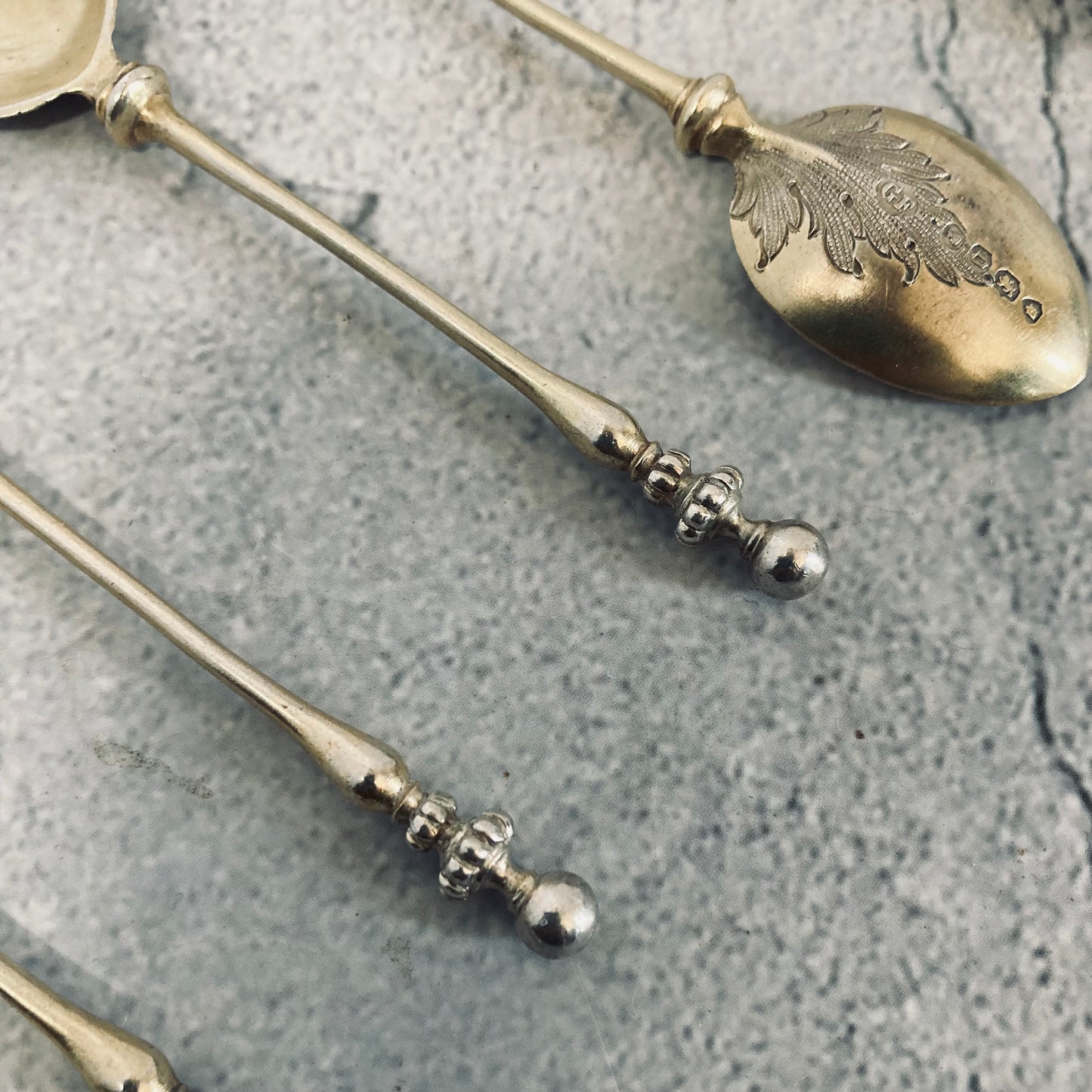 Antique Sterling Silver Coffee Spoons Silver Gilt | George Fox 1896
